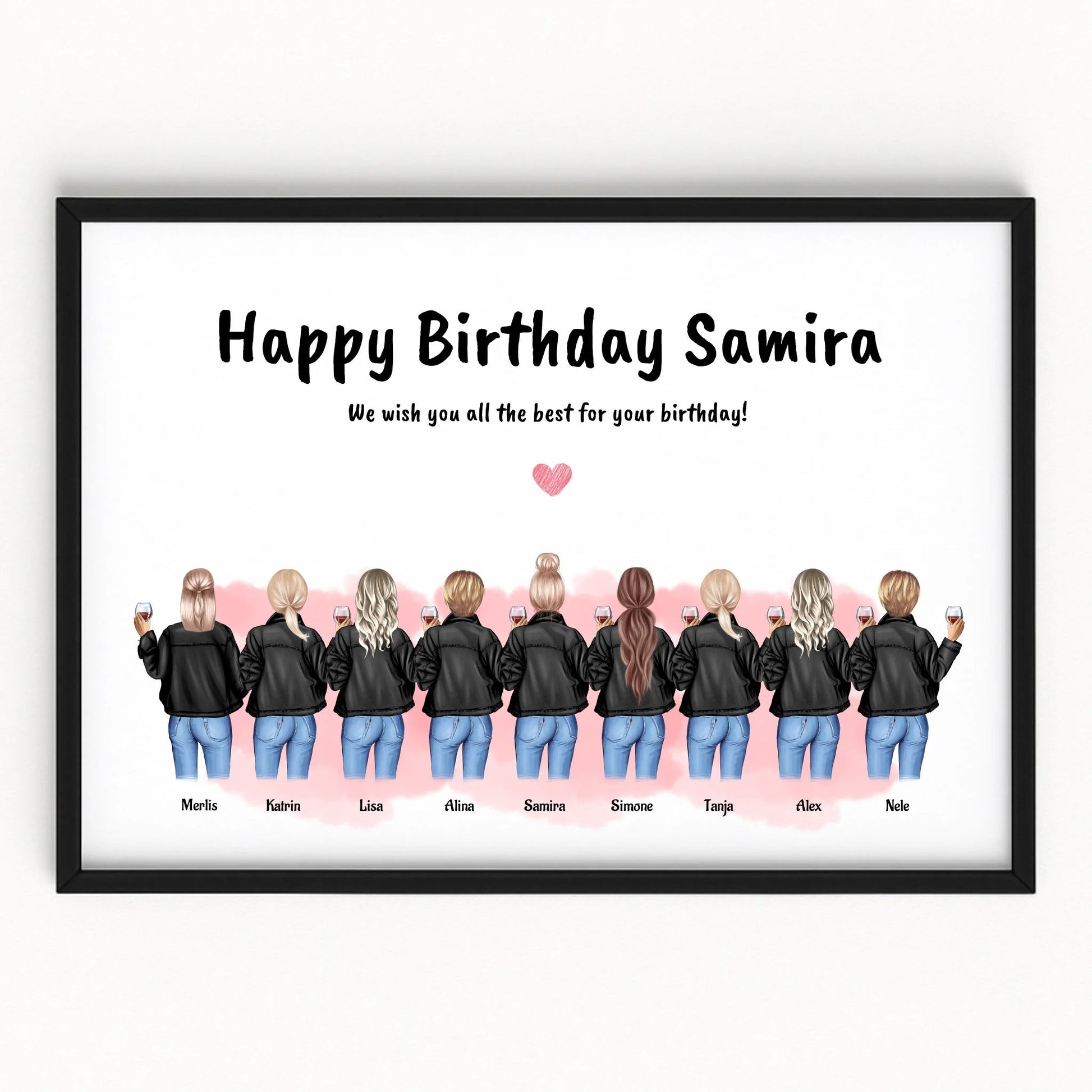 9 Freundinnen Bild Geschenk personalisiert - Prinolla
