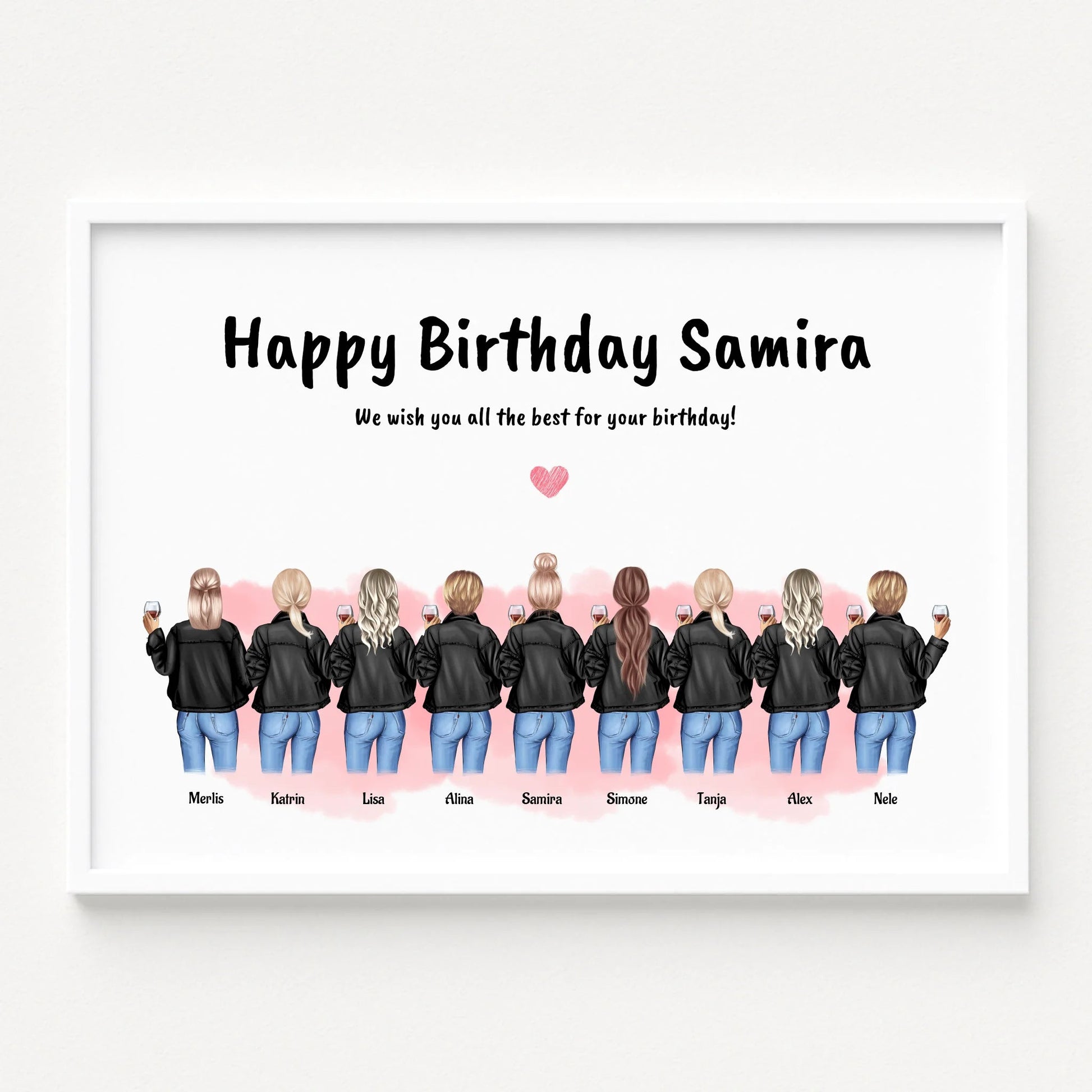 9 Freundinnen Bild Geschenk personalisiert - Prinolla