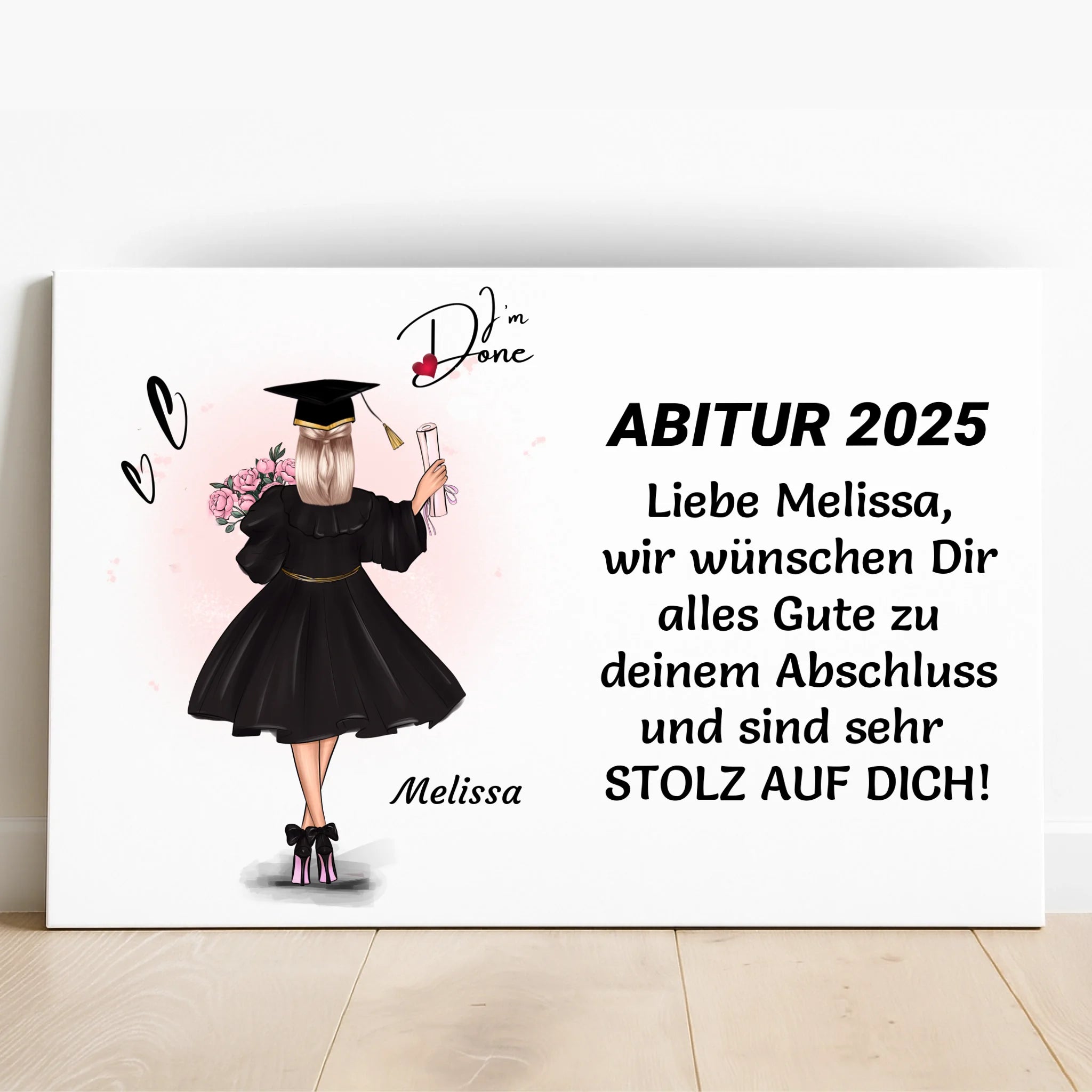 Abitur Geschenk Mädchen Poster von Eltern & Großeltern - Prinolla