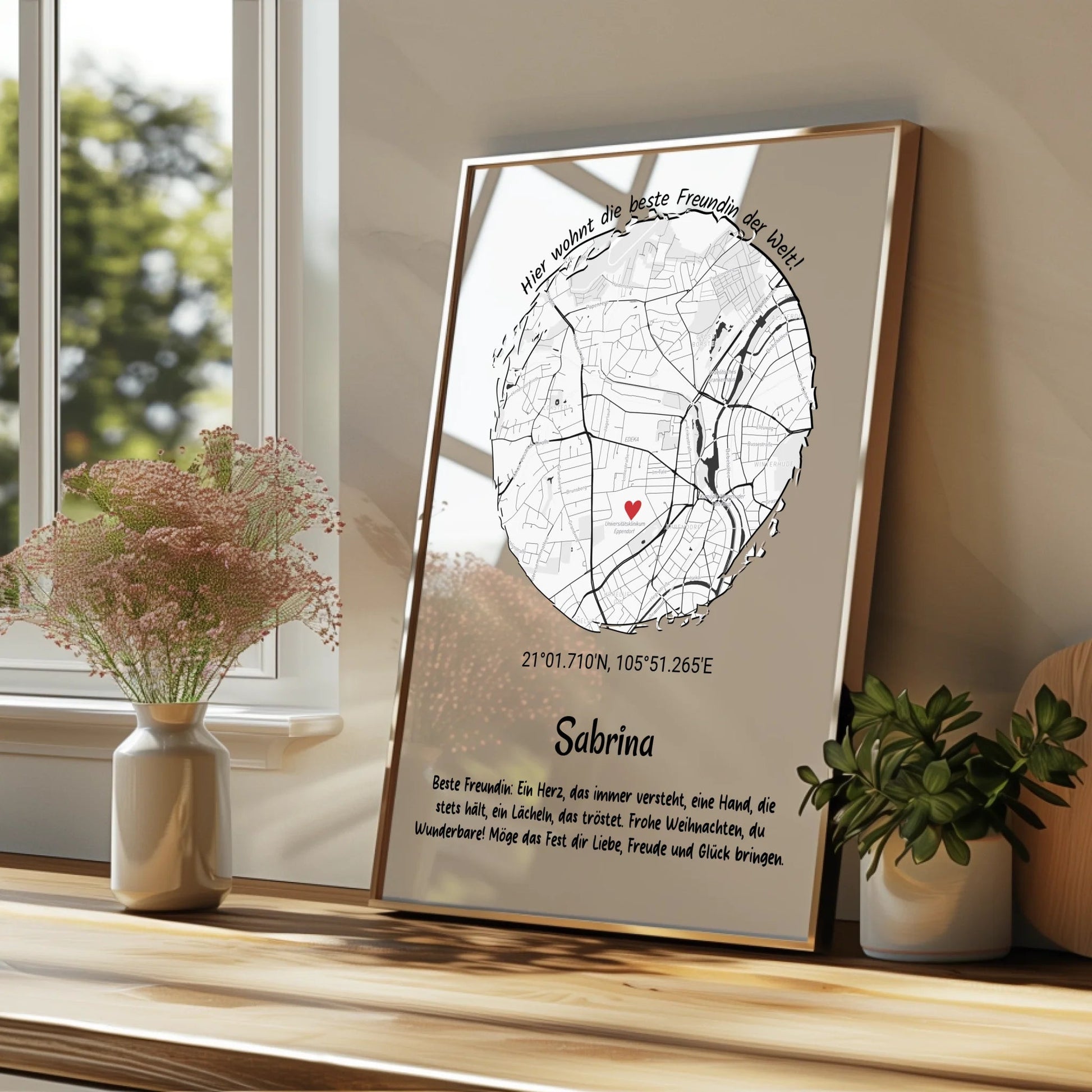 Beste Freundin Geschenk Koordinatenposter Stadtkarte - Prinolla