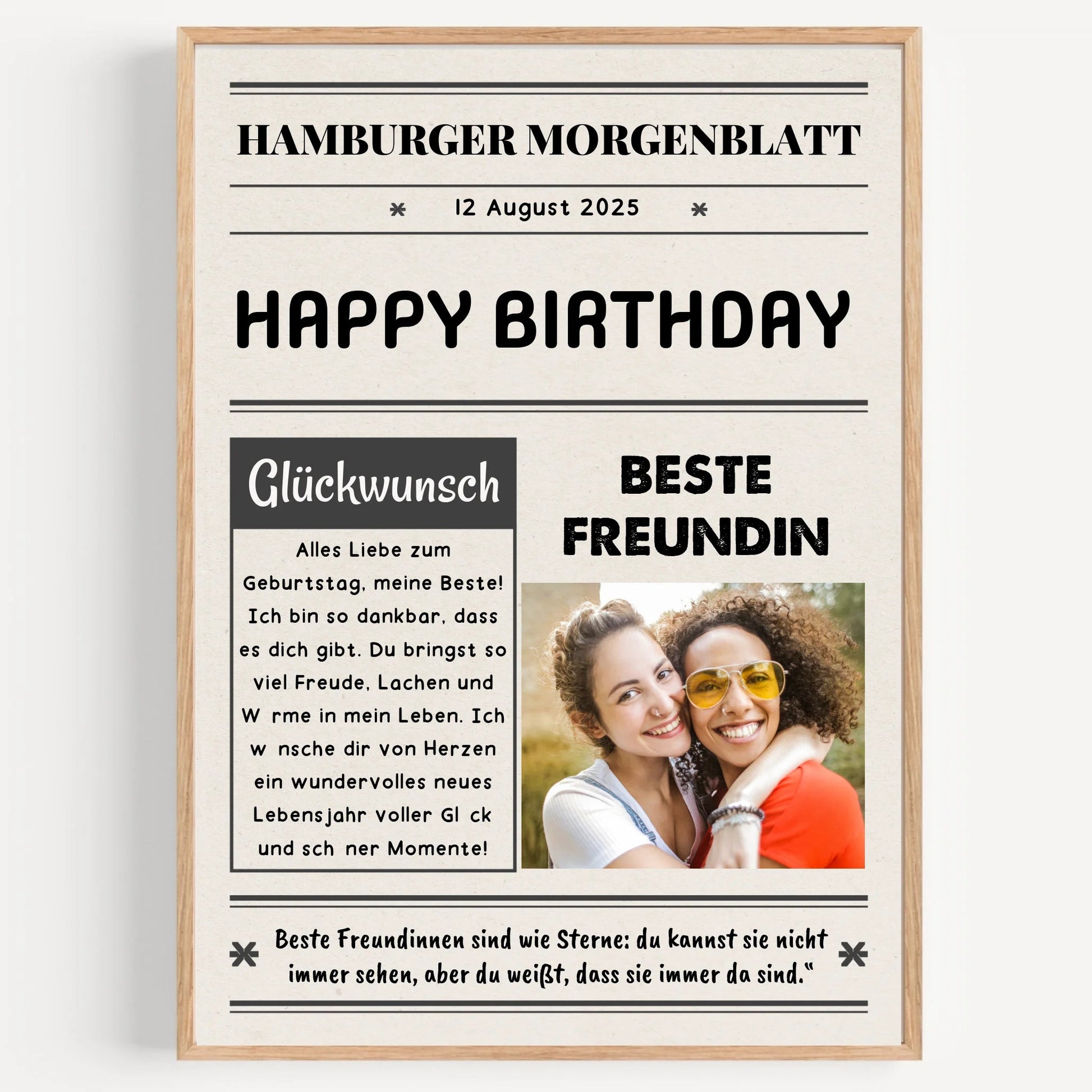 Beste Freundin Geschenk zum Geburtstag Zeitung Poster Personalisiert - Prinolla