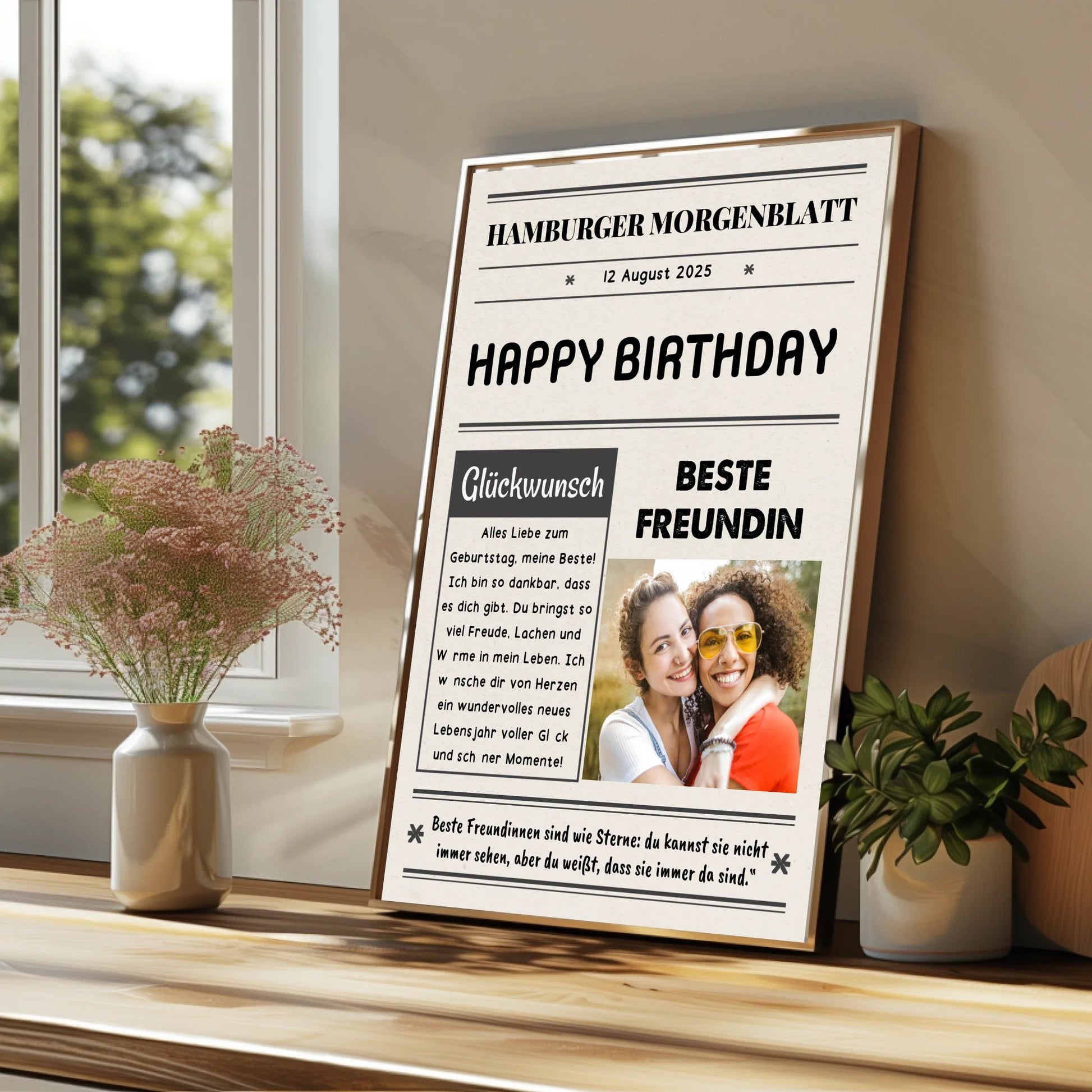 Beste Freundin Geschenk zum Geburtstag Zeitung Poster Personalisiert - Prinolla