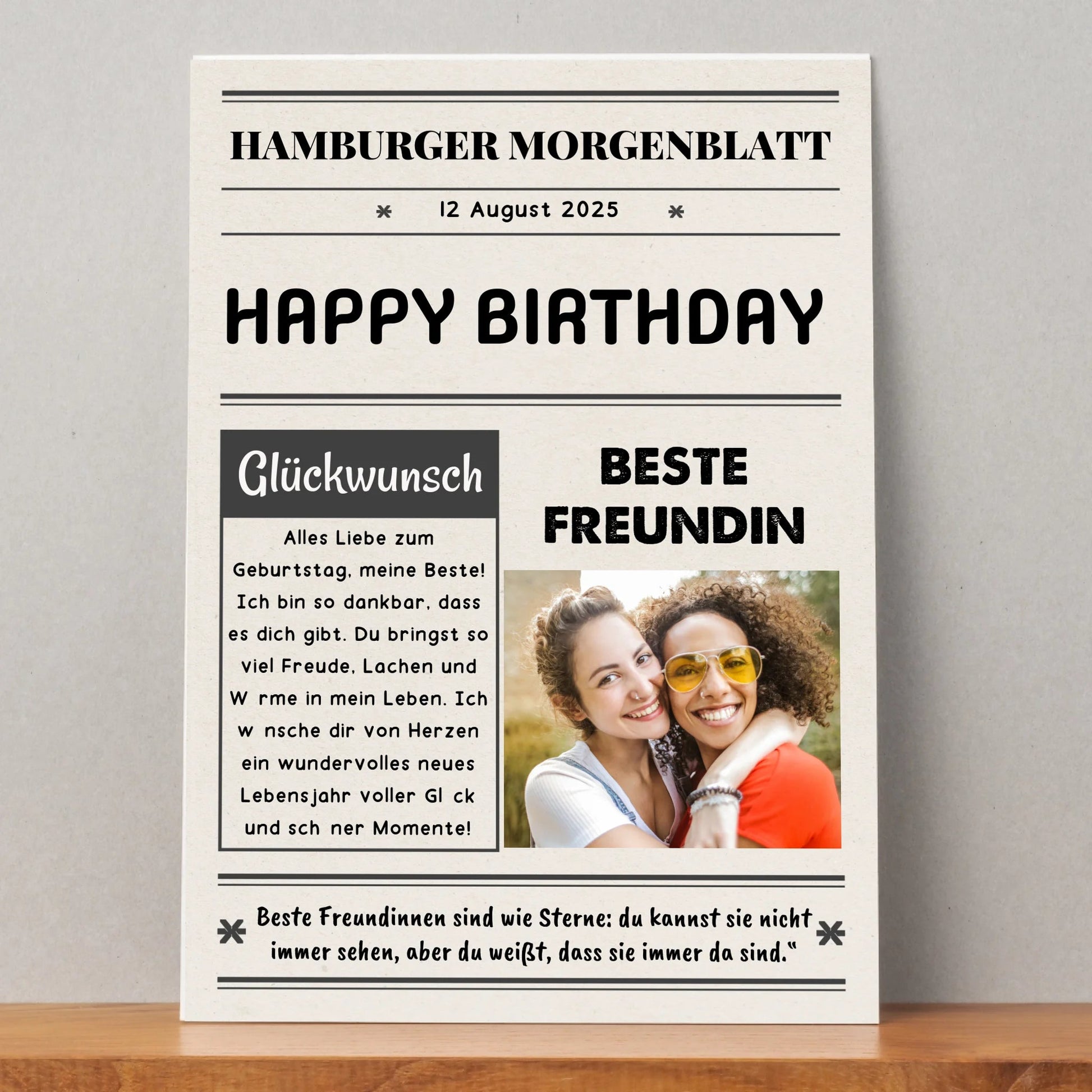 Beste Freundin Geschenk zum Geburtstag Zeitung Poster Personalisiert - Prinolla