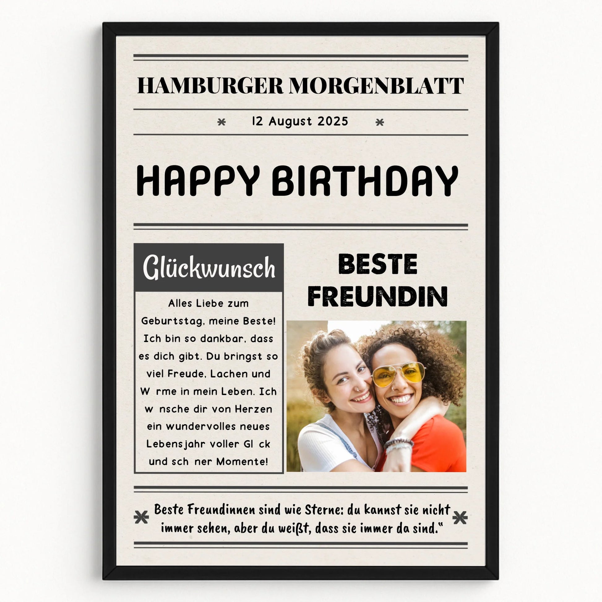 Beste Freundin Geschenk zum Geburtstag Zeitung Poster Personalisiert - Prinolla