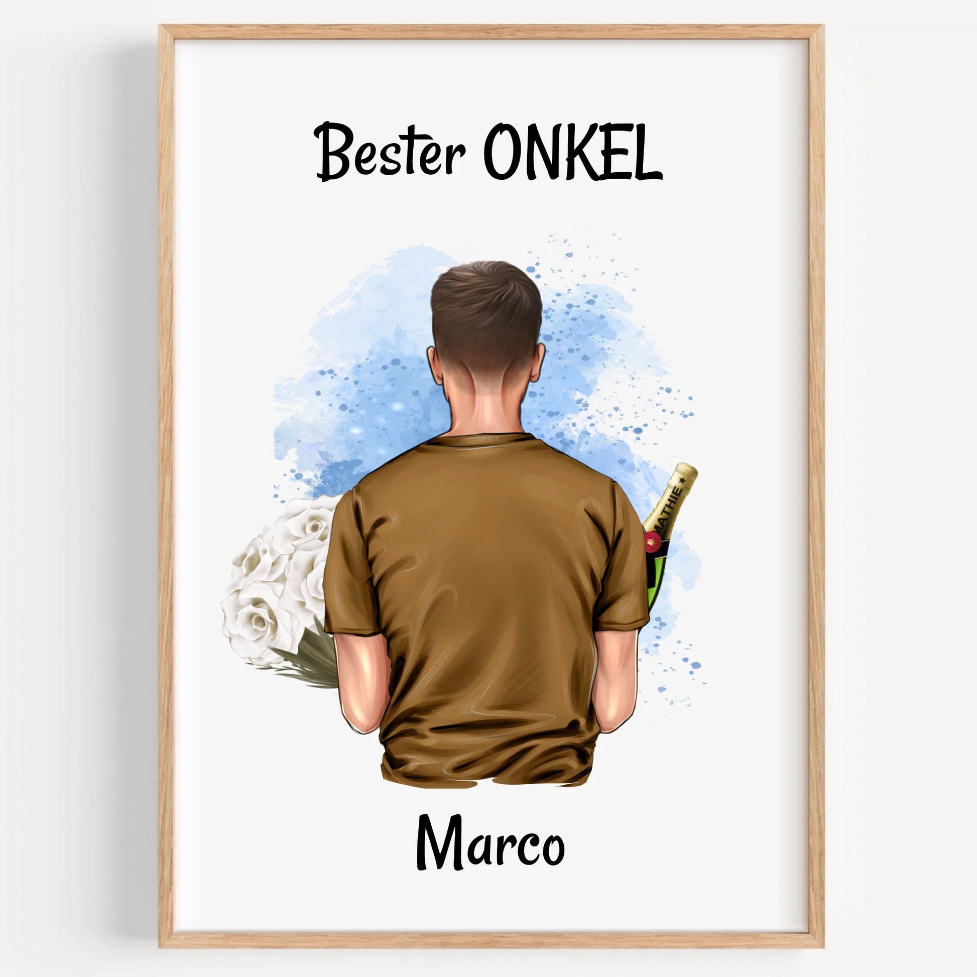 Bester Onkel Geschenk Bild Illustration mit Spruch - Prinolla