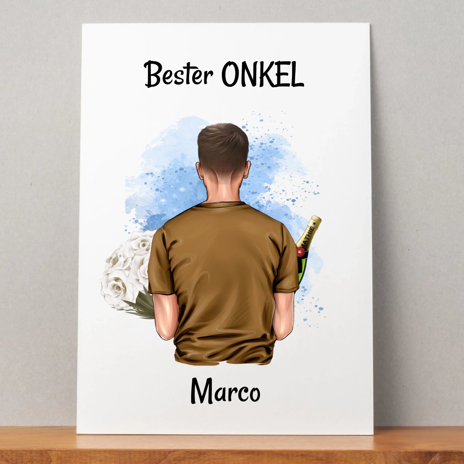 Bester Onkel Geschenk Bild Illustration mit Spruch - Prinolla
