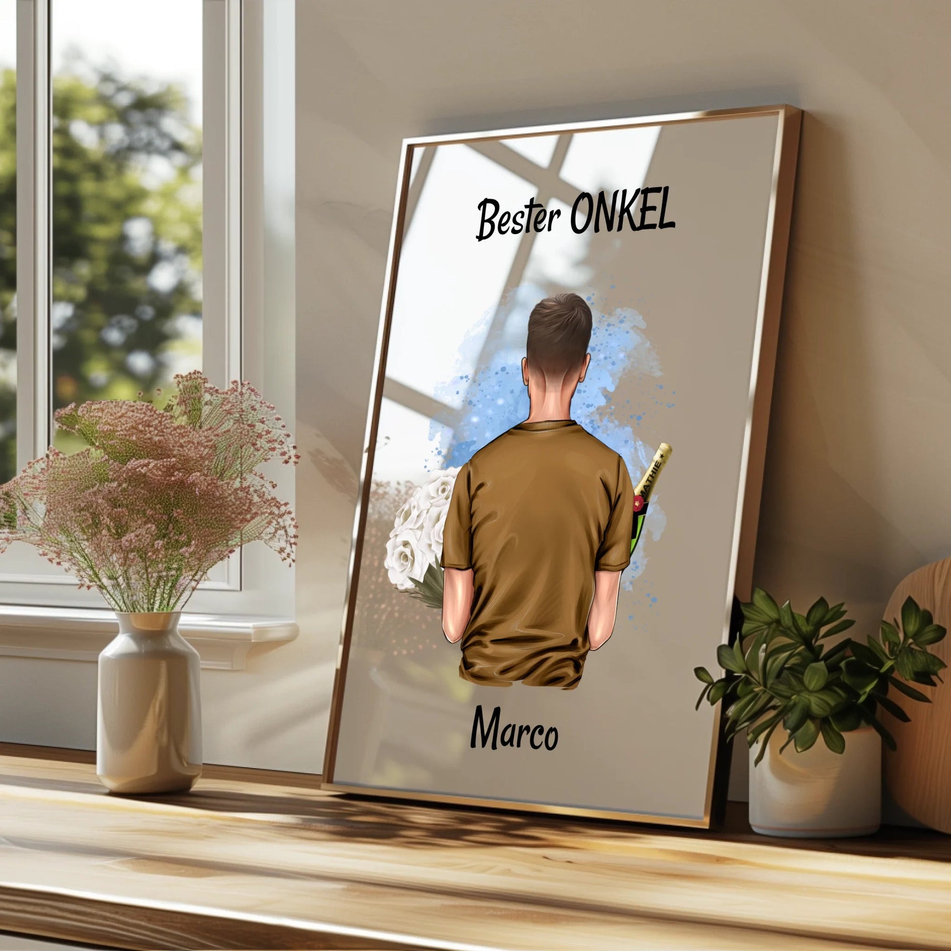 Bester Onkel Geschenk Bild Illustration mit Spruch - Prinolla