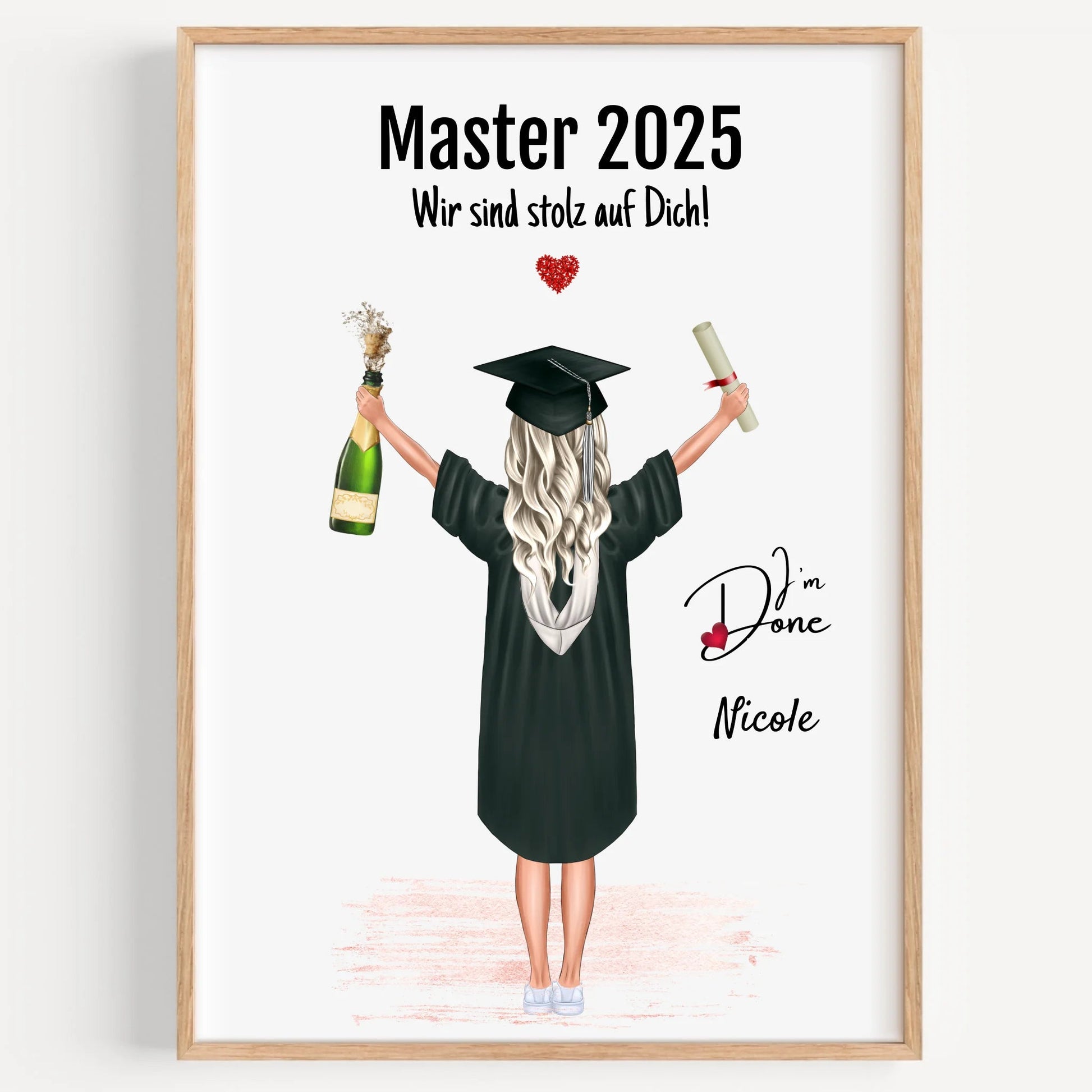Frau Master Abschluss Geschenk Poster personalisiert - Prinolla