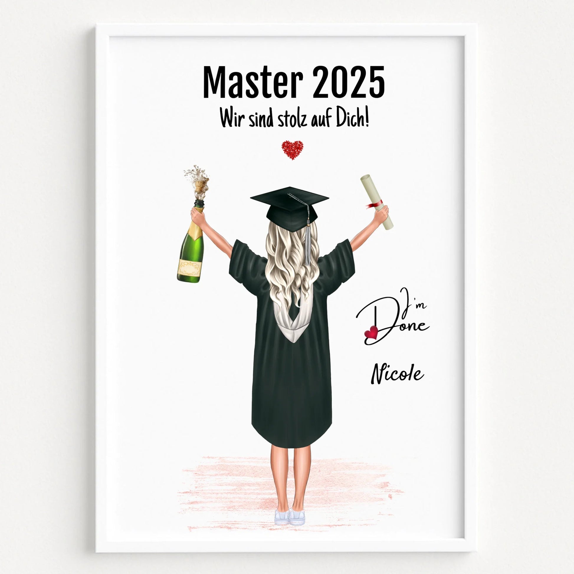 Frau Master Abschluss Geschenk Poster personalisiert - Prinolla