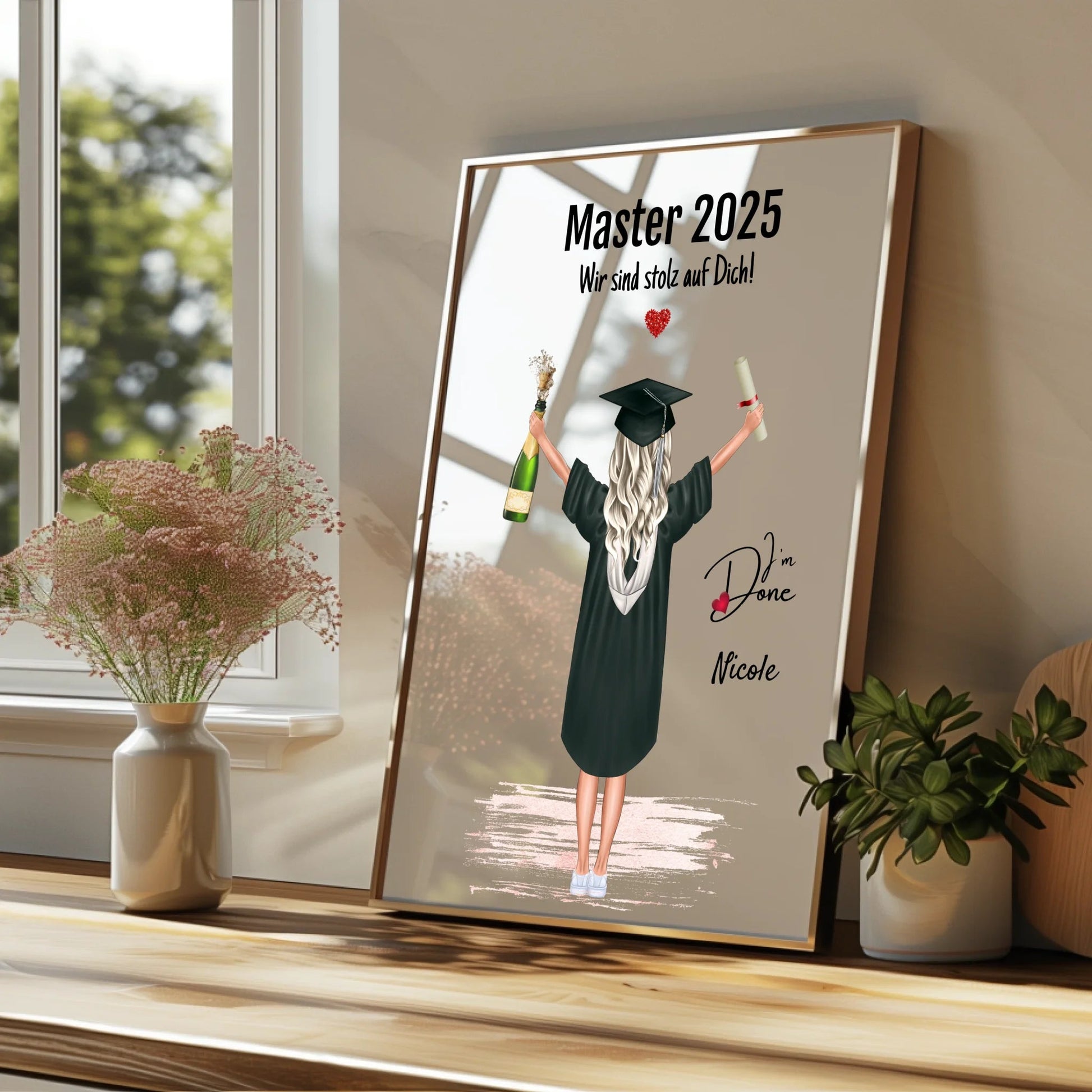Frau Master Abschluss Geschenk Poster personalisiert - Prinolla