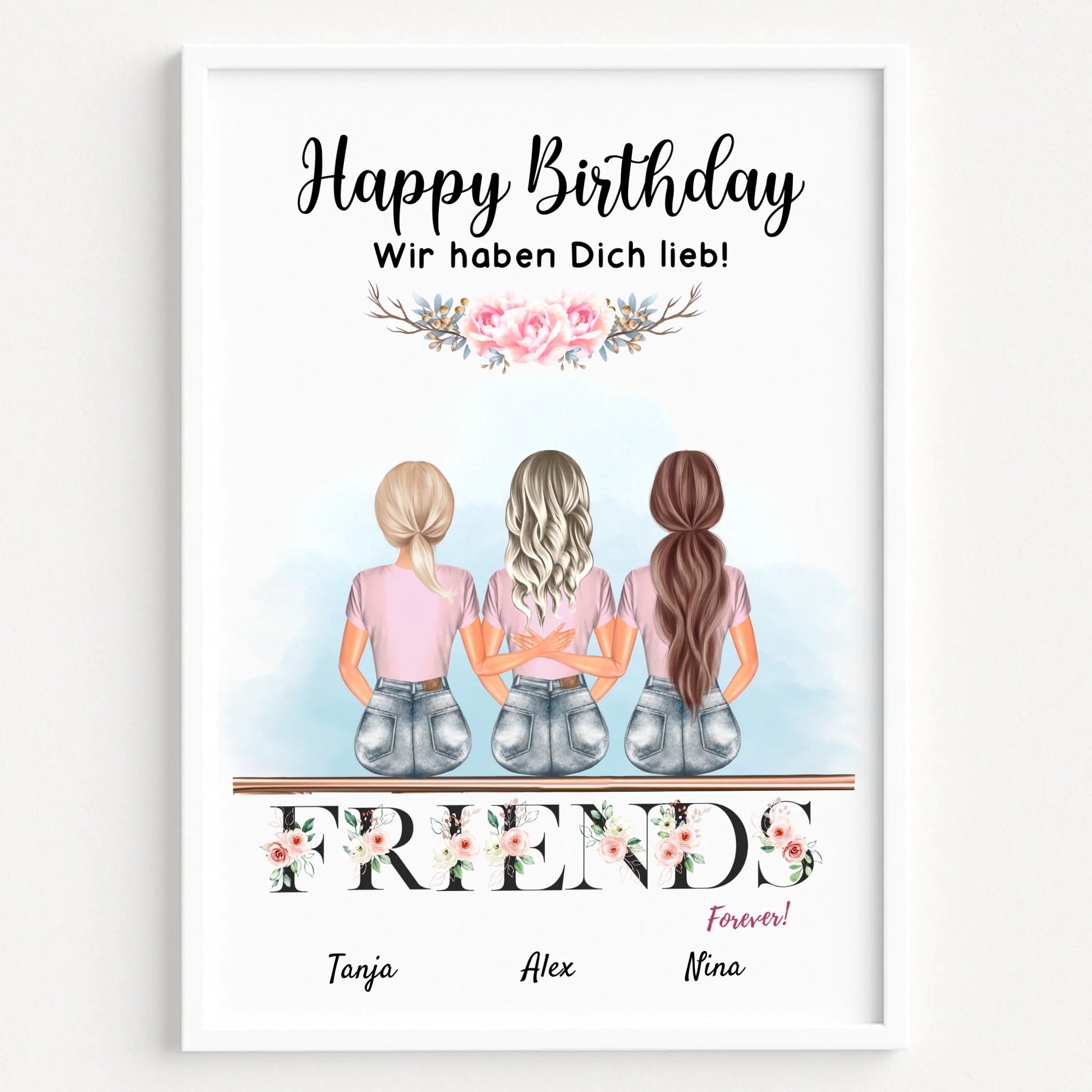 Freundinnen Geschenk Poster 3 Personen gestalten - Prinolla