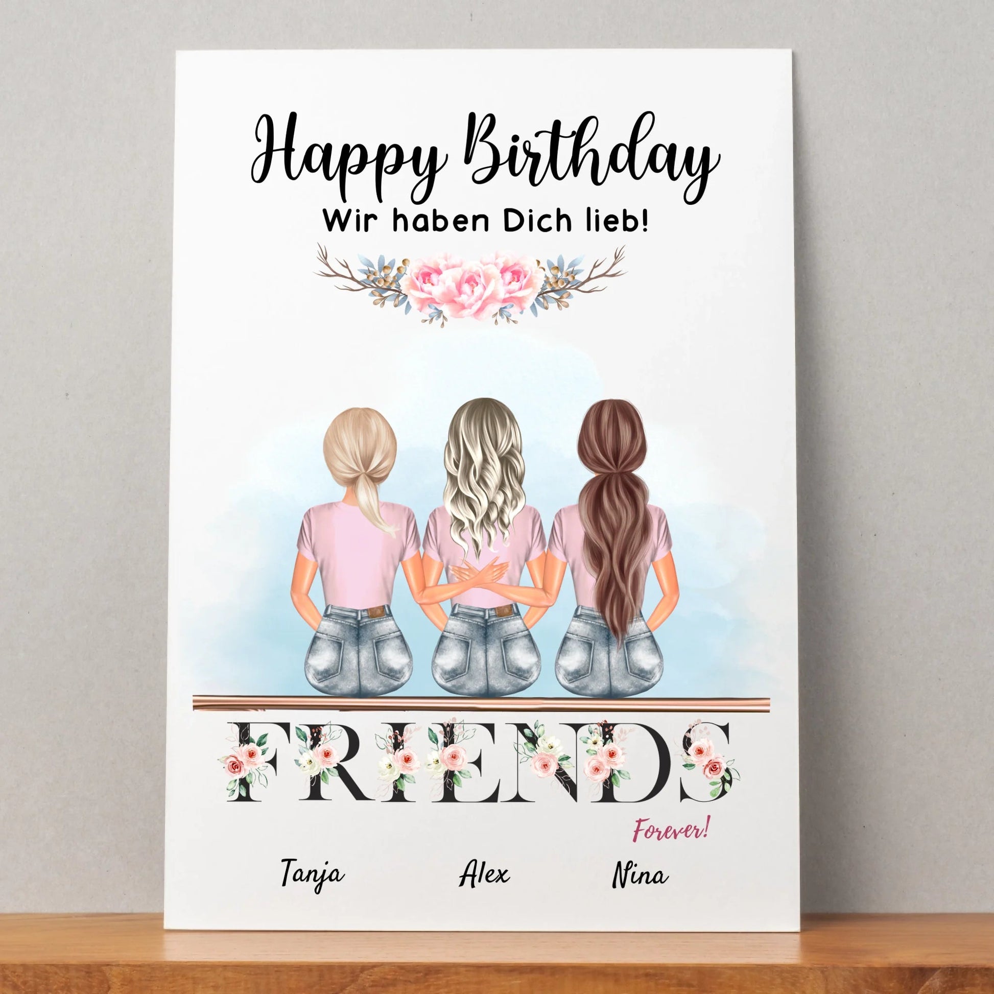 Freundinnen Geschenk Poster 3 Personen gestalten - Prinolla