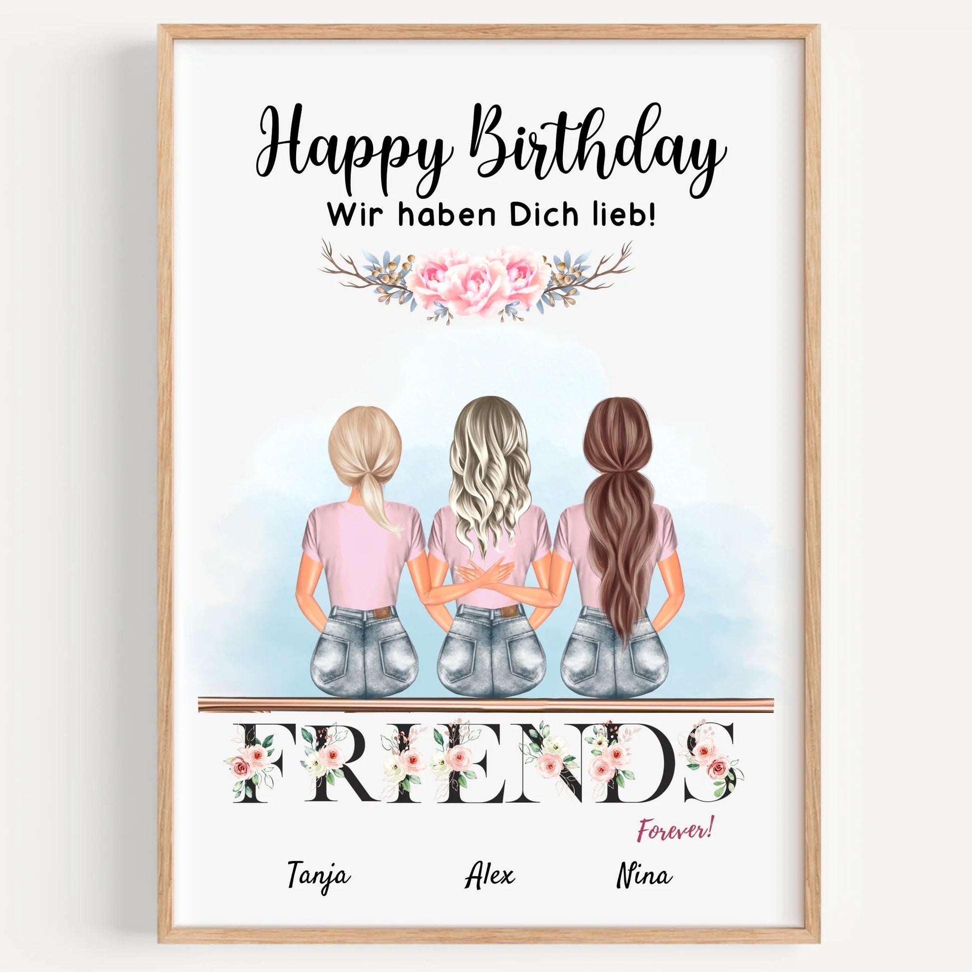 Freundinnen Geschenk Poster 3 Personen gestalten - Prinolla
