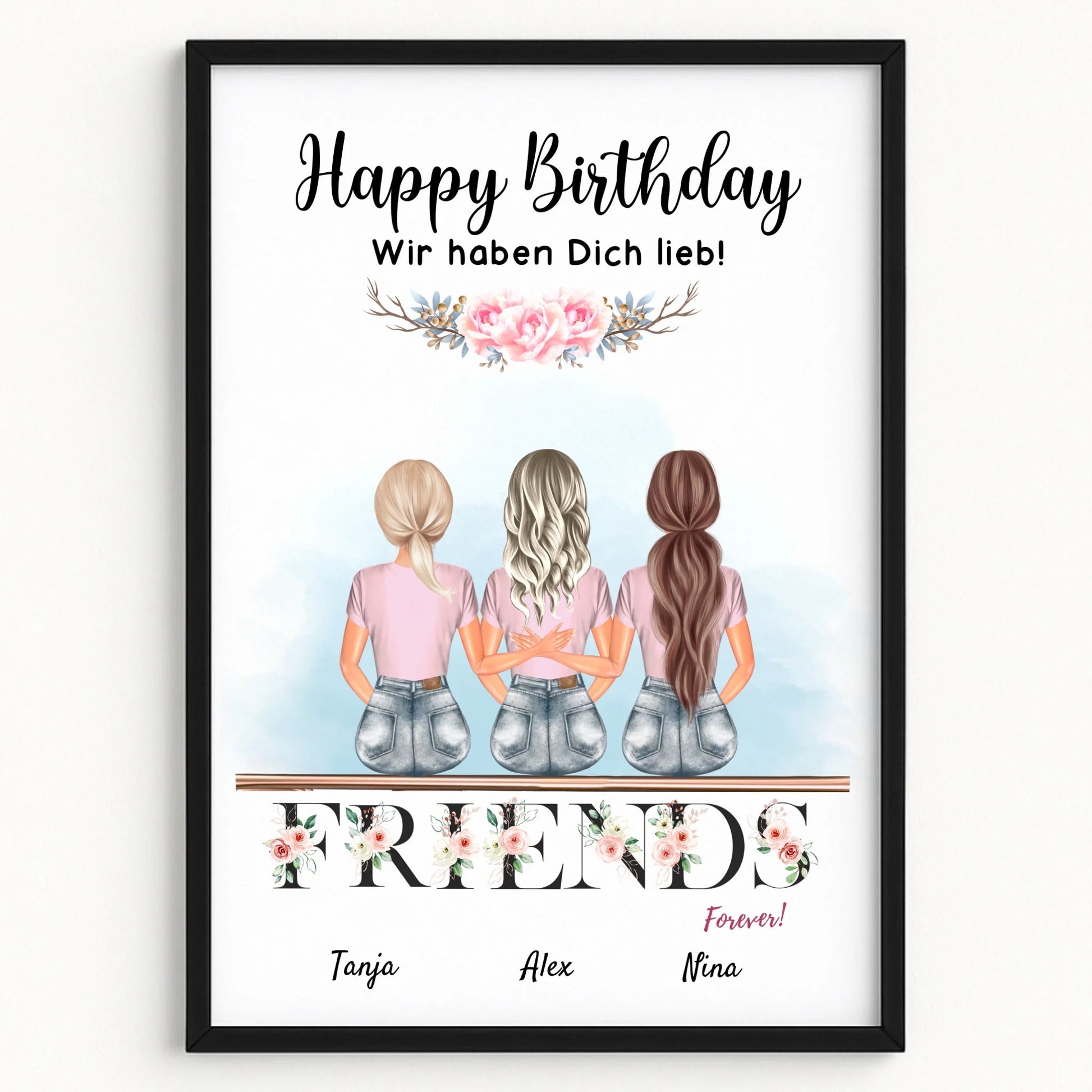 Freundinnen Geschenk Poster 3 Personen gestalten - Prinolla