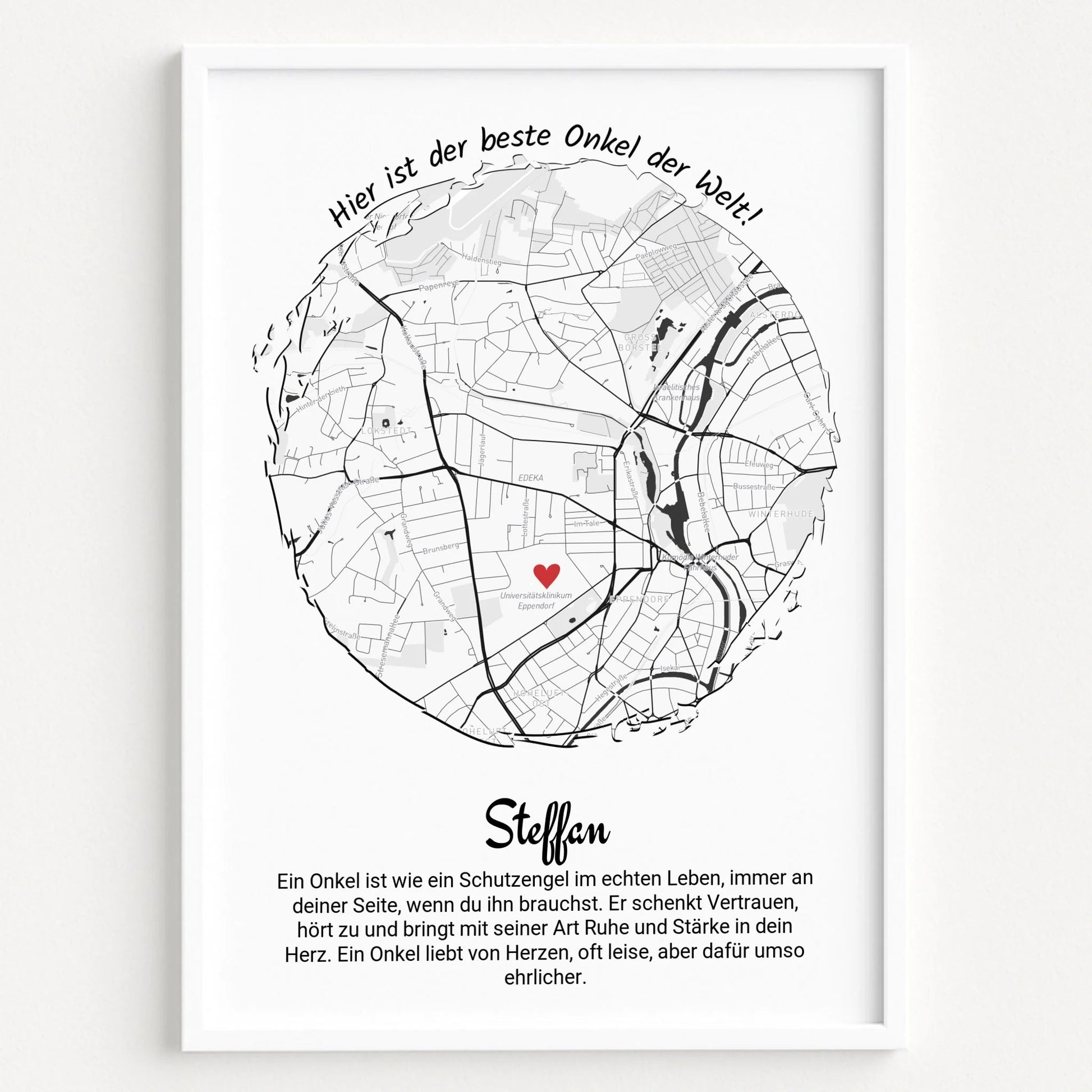 Geschenk für Onkel: Stadtkarte mit Spruch personalisiert - Prinolla