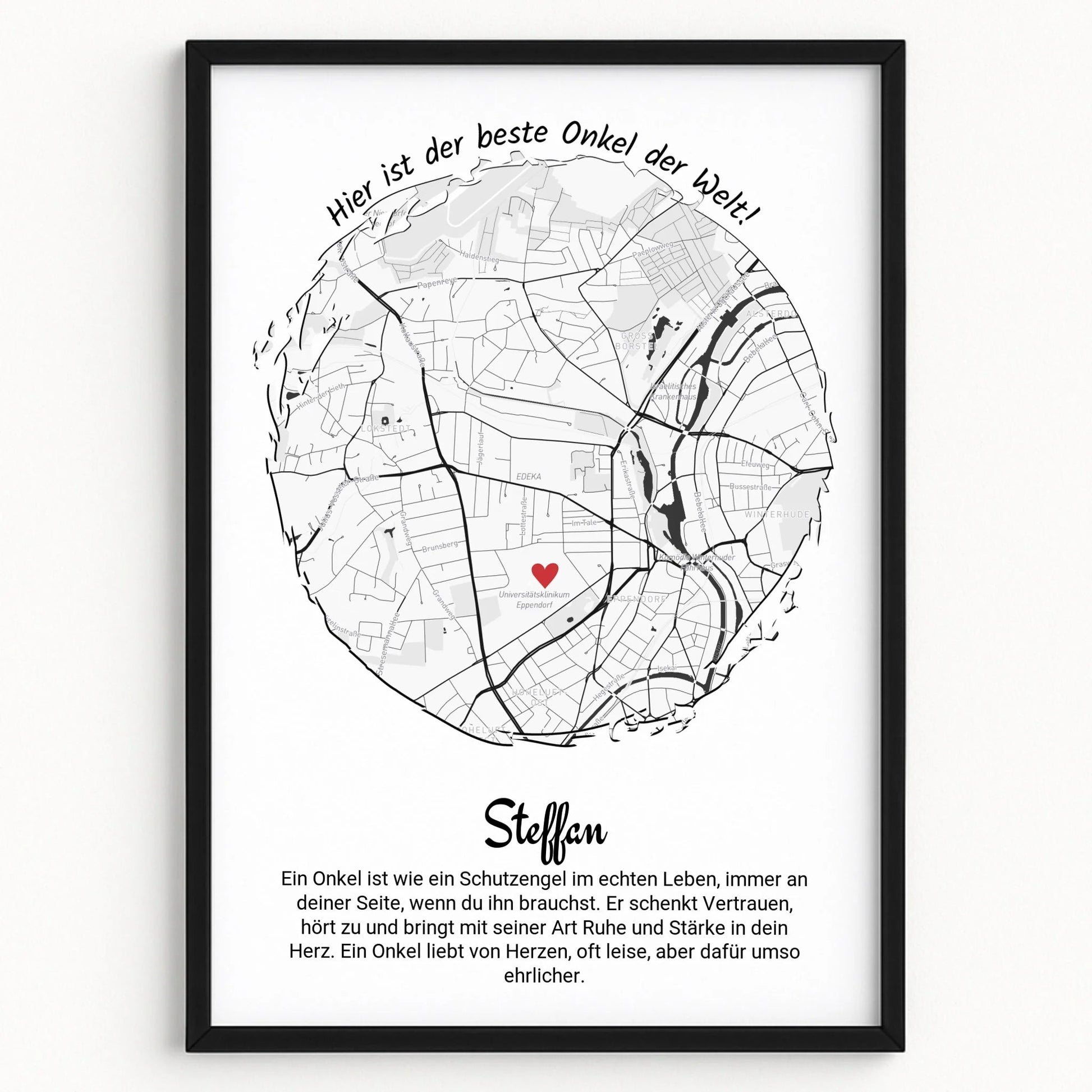 Geschenk für Onkel: Stadtkarte mit Spruch personalisiert - Prinolla