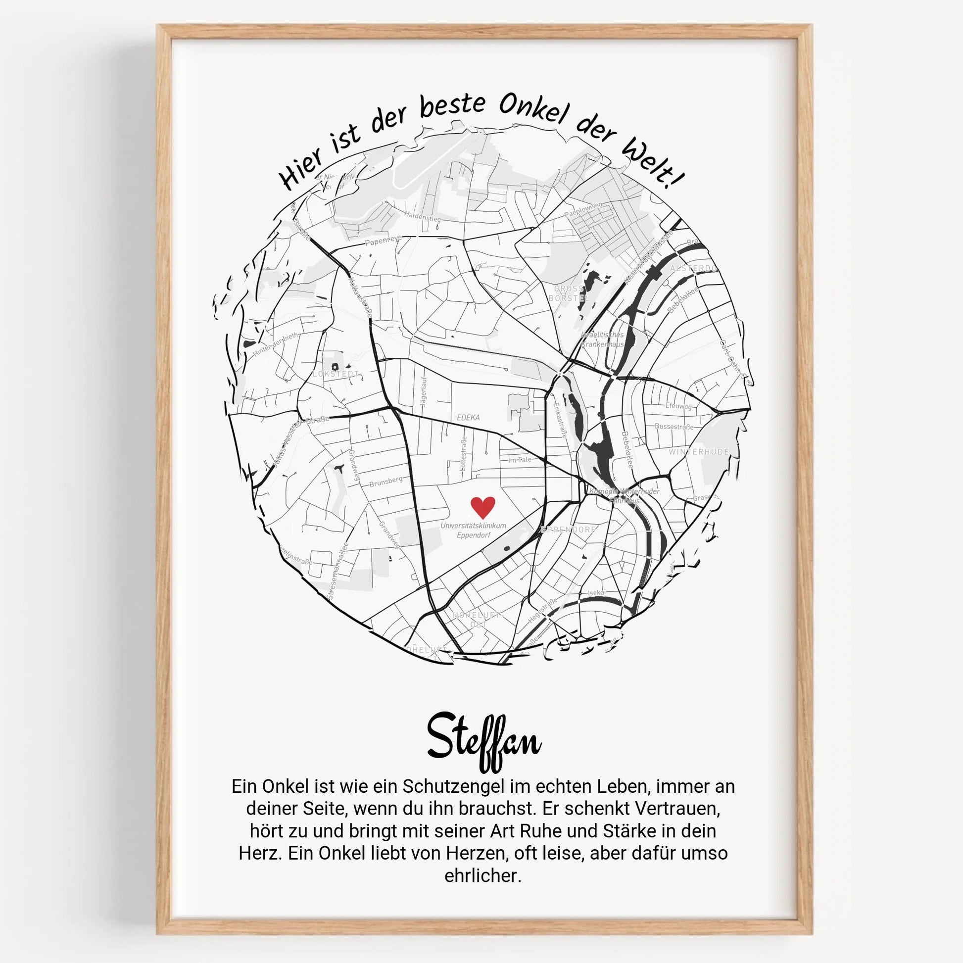 Geschenk für Onkel: Stadtkarte mit Spruch personalisiert - Prinolla