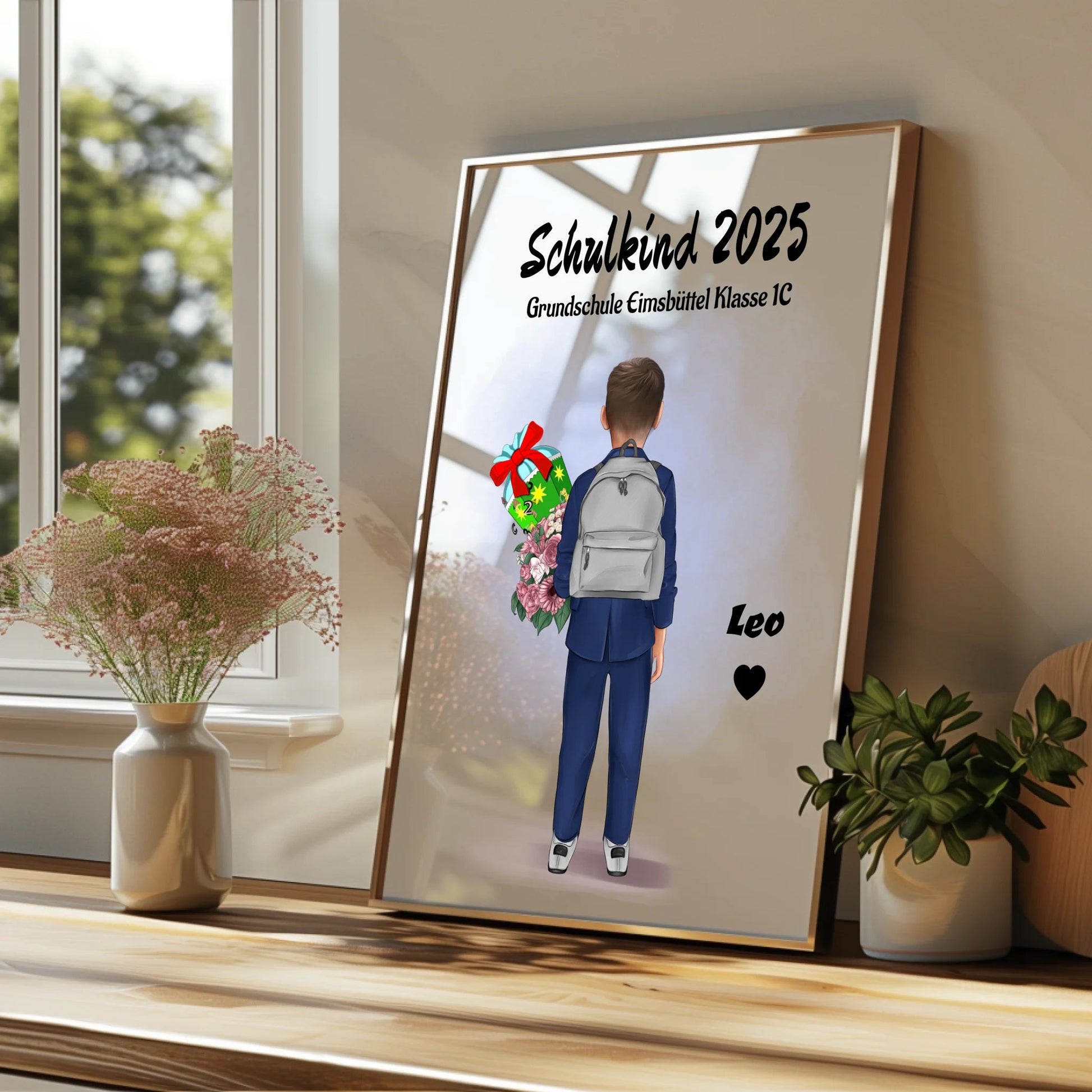 Junge Einschulung 1 Klasse Poster Geschenk personalisiert - Prinolla