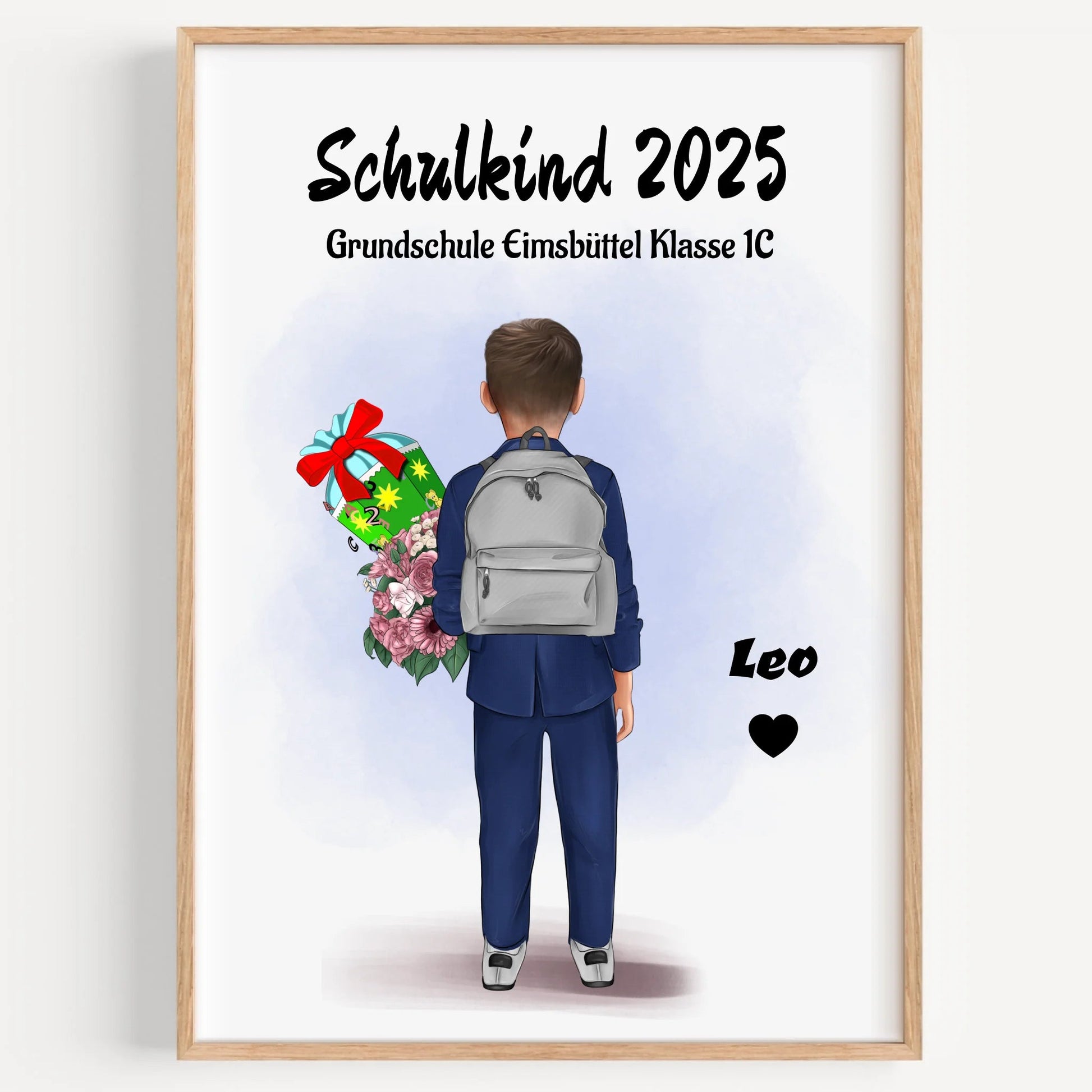 Junge Einschulung 1 Klasse Poster Geschenk personalisiert - Prinolla