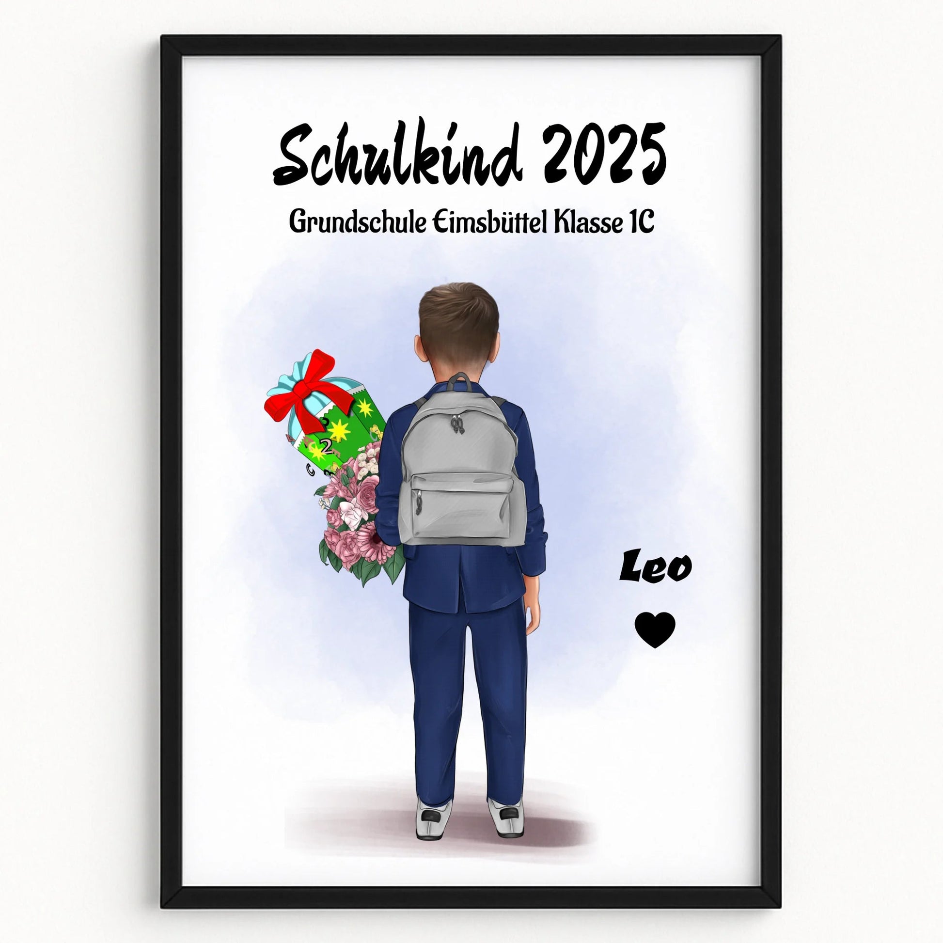 Junge Einschulung 1 Klasse Poster Geschenk personalisiert - Prinolla