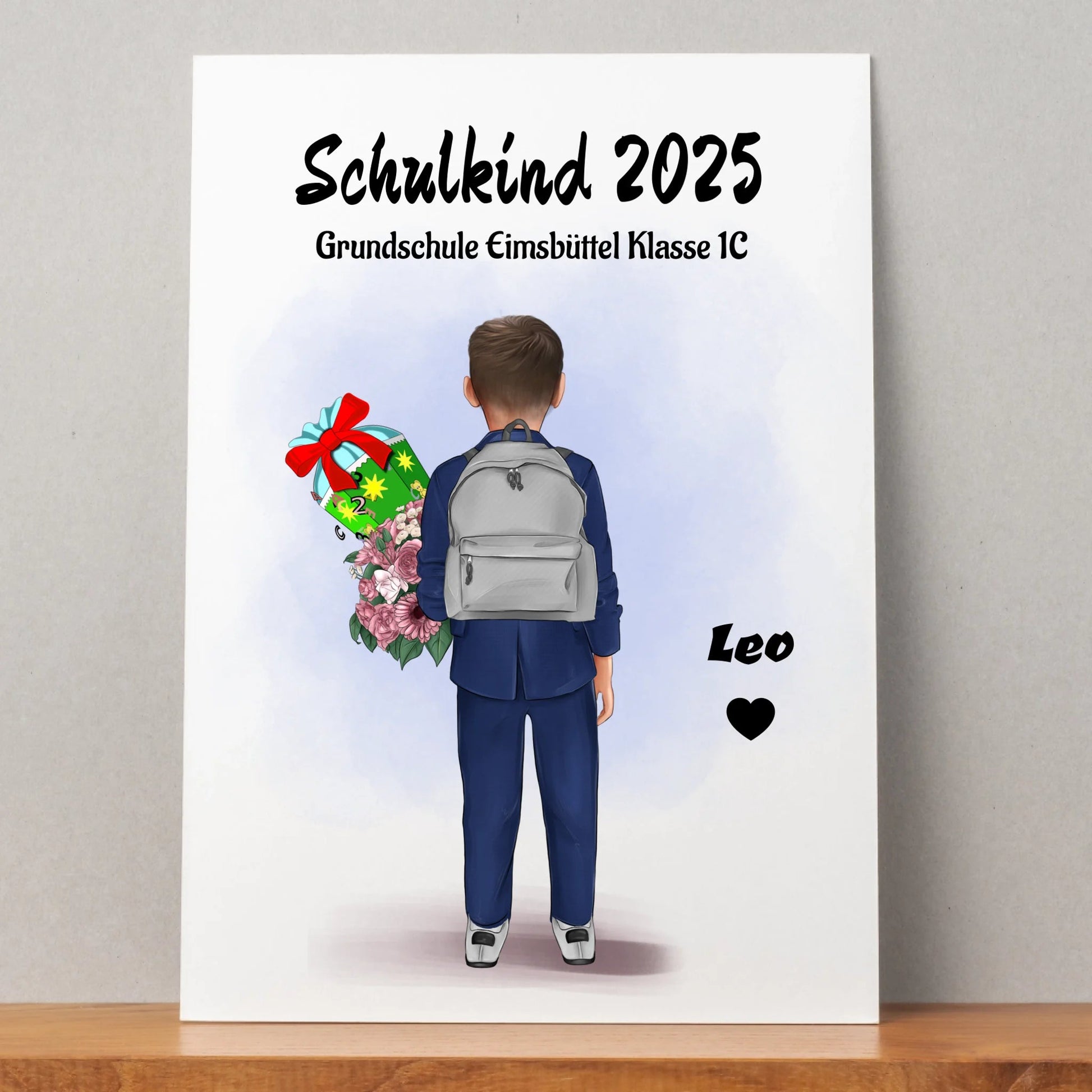 Junge Einschulung 1 Klasse Poster Geschenk personalisiert - Prinolla