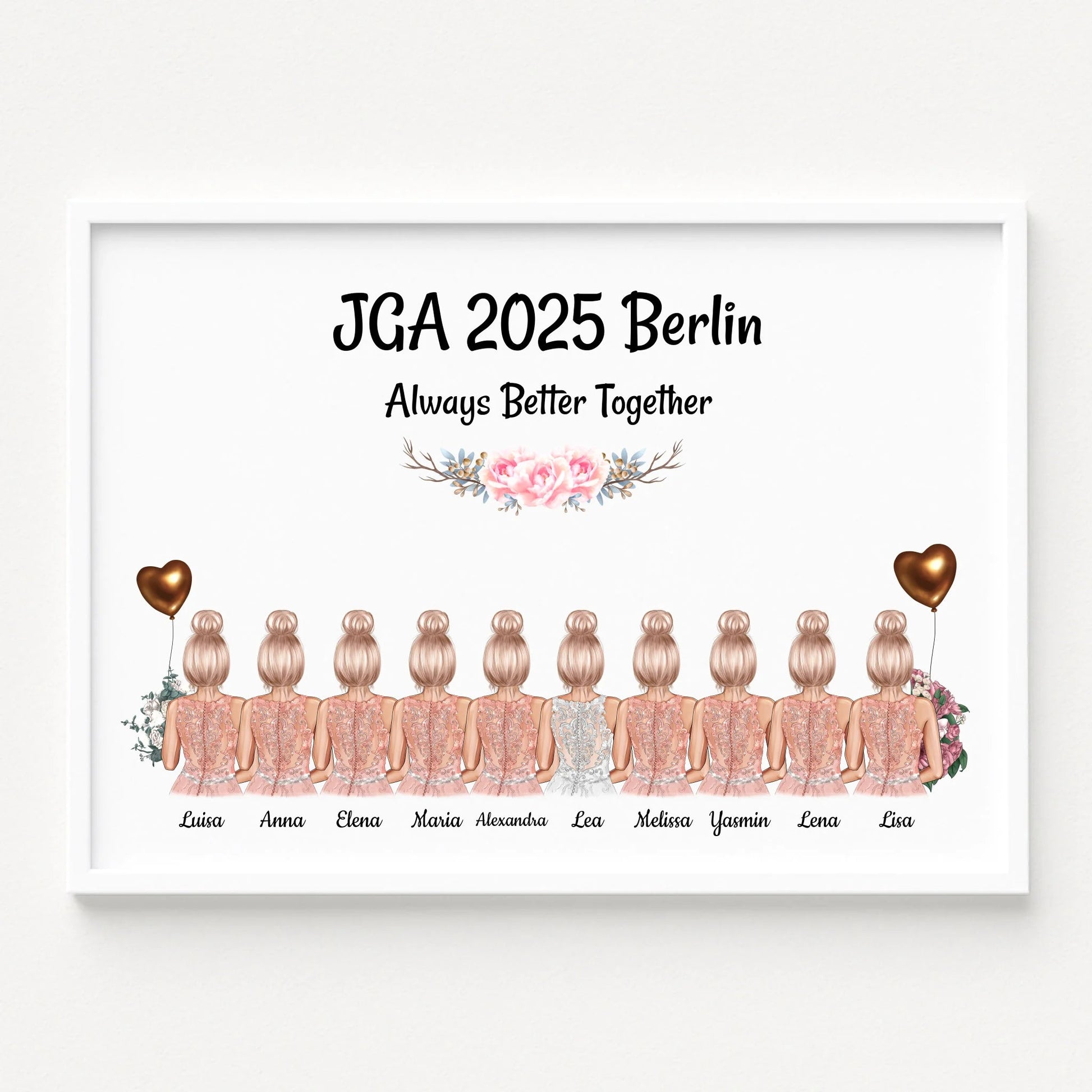 Junggesellinnenabschied 10 Mädchen Poster Geschenk personalisiert - Prinolla