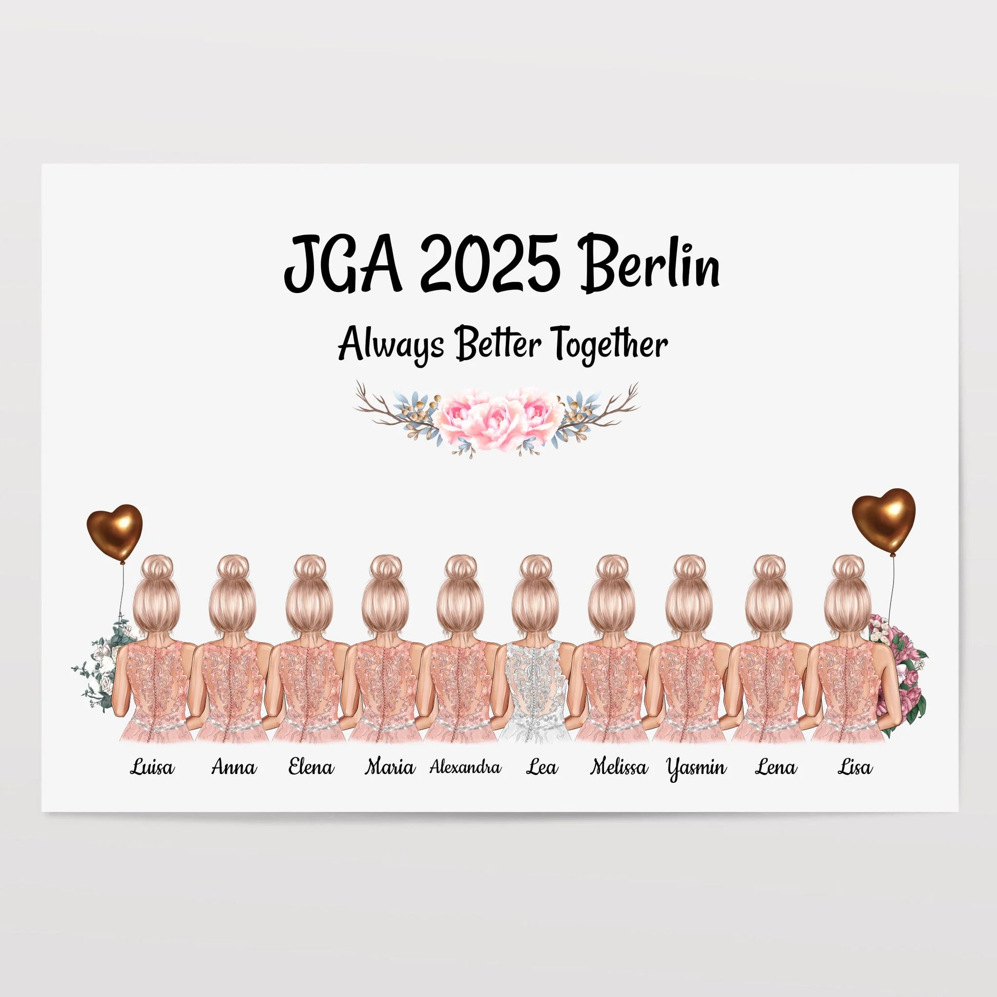 Junggesellinnenabschied 10 Mädchen Poster Geschenk personalisiert - Prinolla