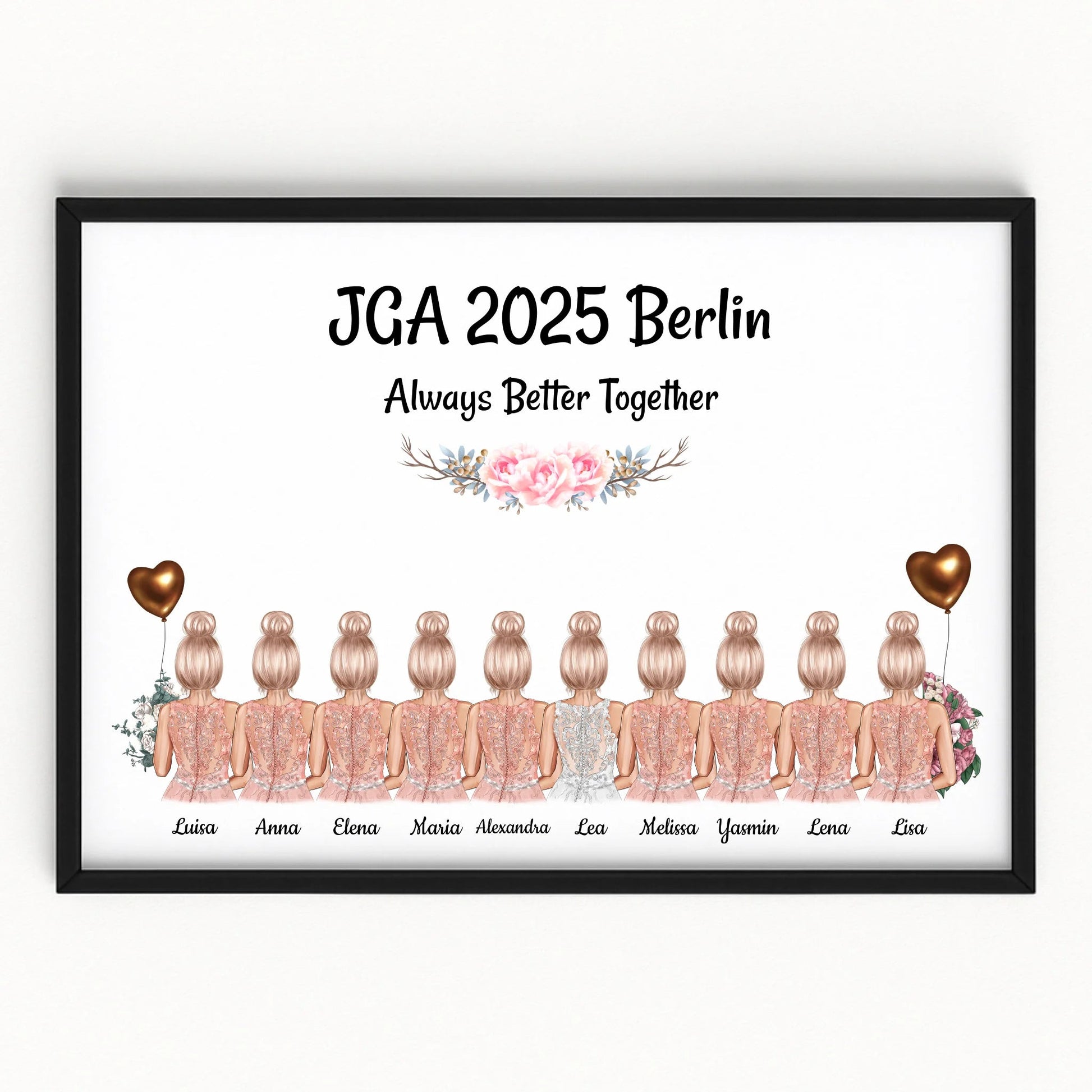 Junggesellinnenabschied 10 Mädchen Poster Geschenk personalisiert - Prinolla