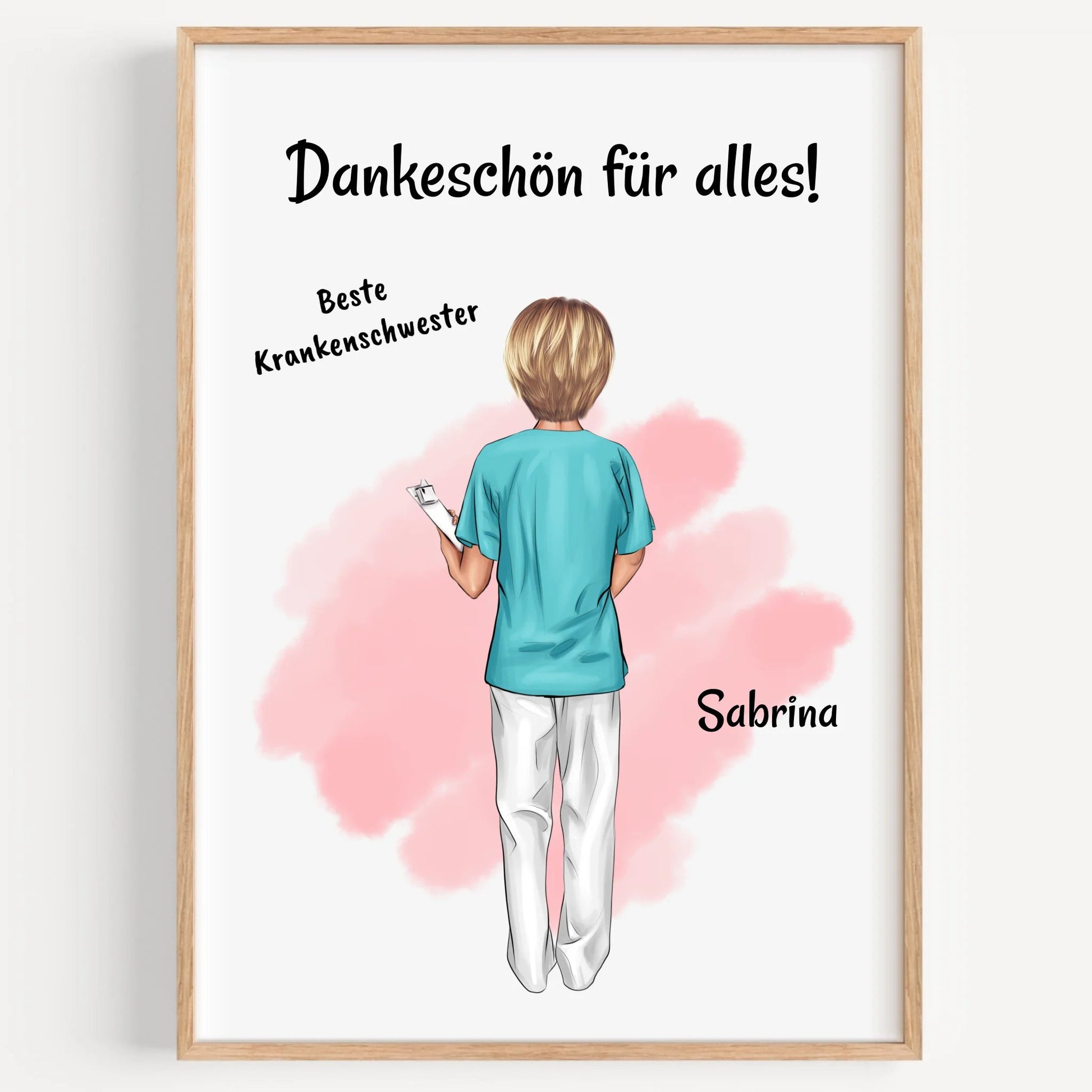 Krankenschwester Danke Geschenk Bild personalisiert - Prinolla
