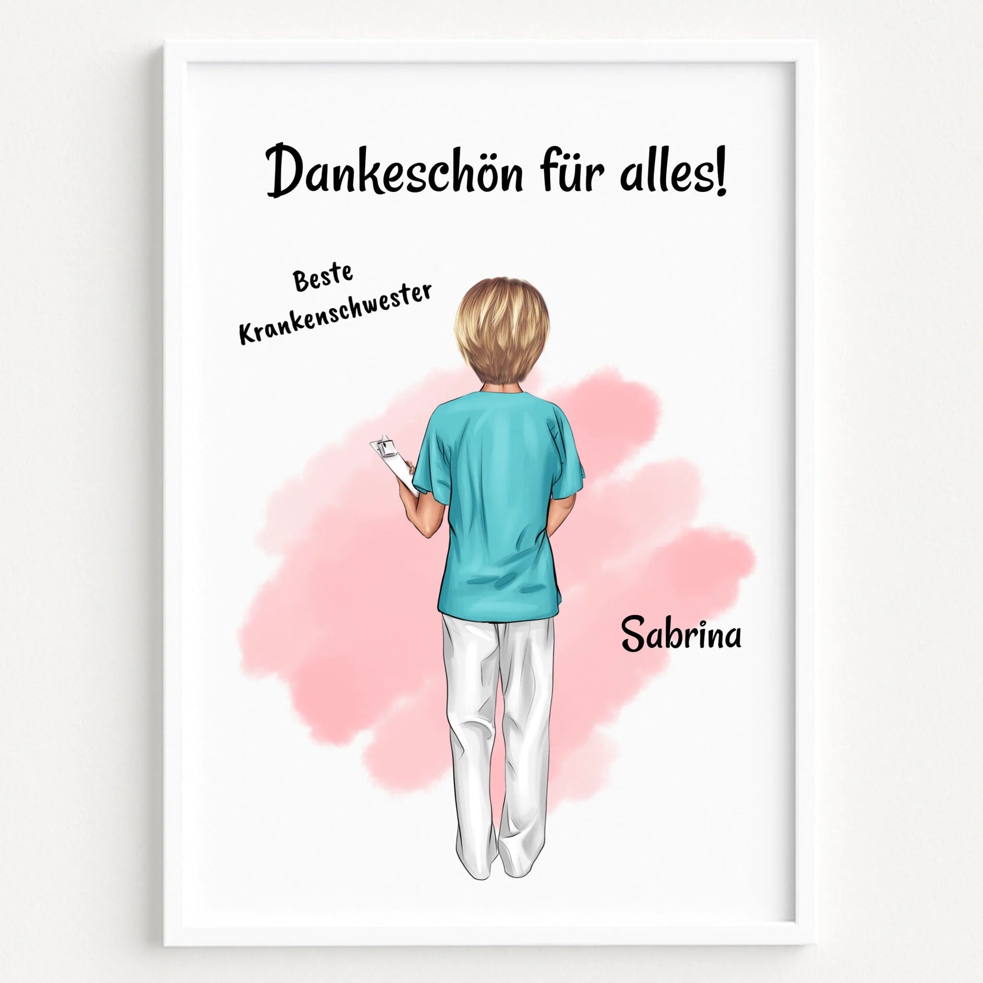 Krankenschwester Danke Geschenk Bild personalisiert - Prinolla