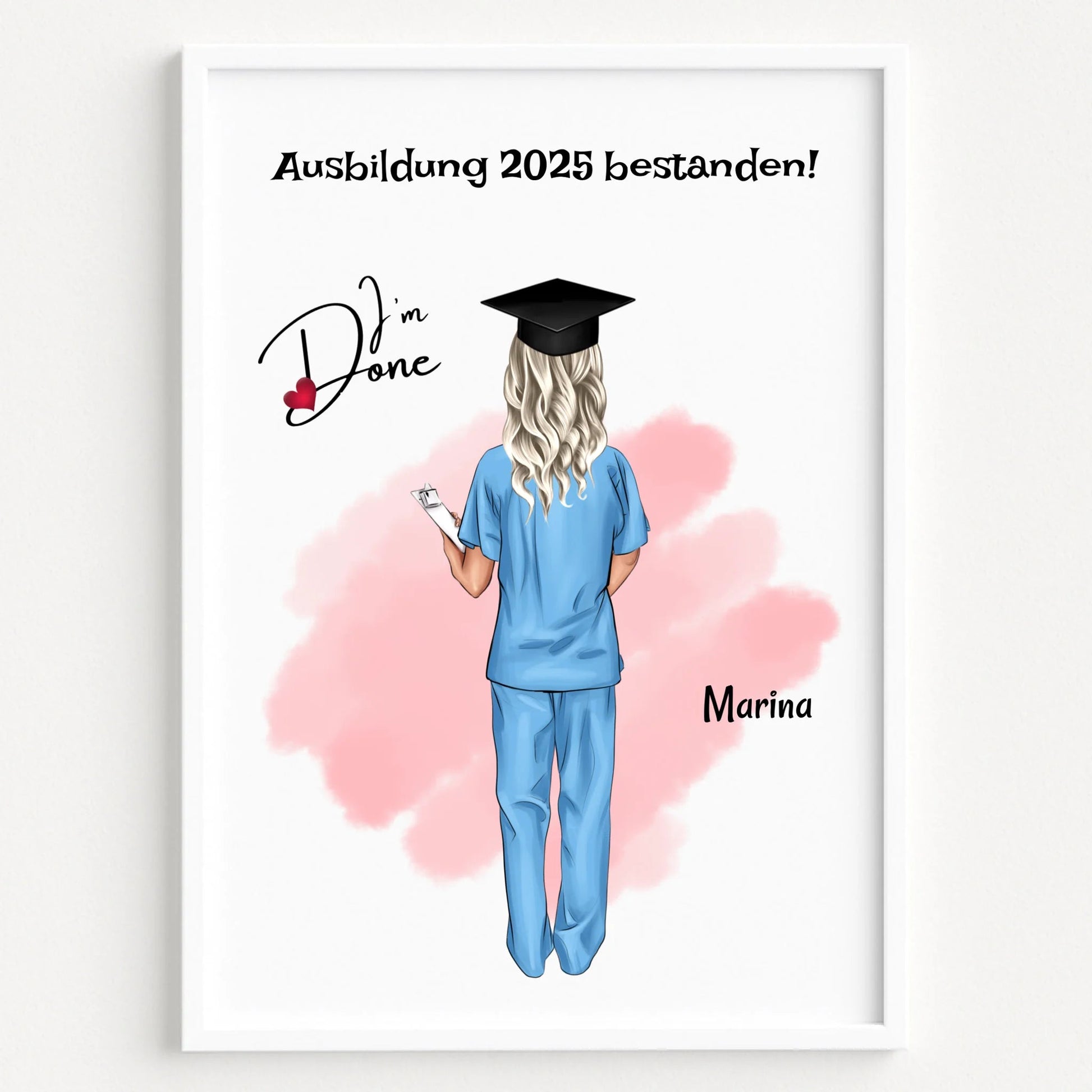 Krankenschwester Examen bestanden Geschenk Bild personalisiert - Prinolla