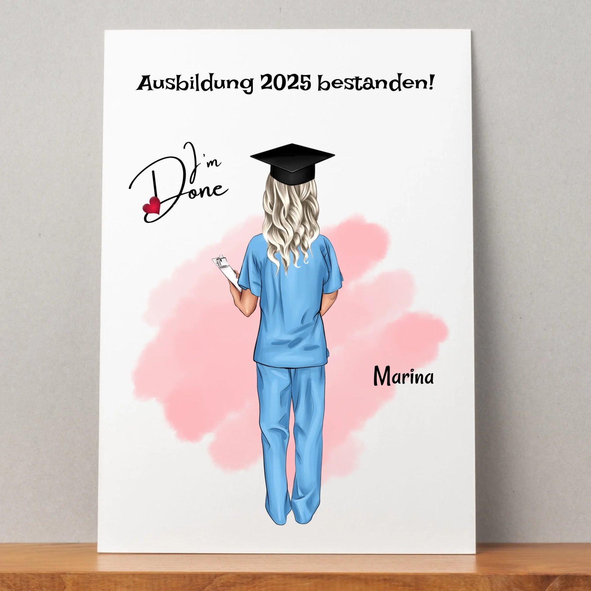 Krankenschwester Examen bestanden Geschenk Bild personalisiert - Prinolla