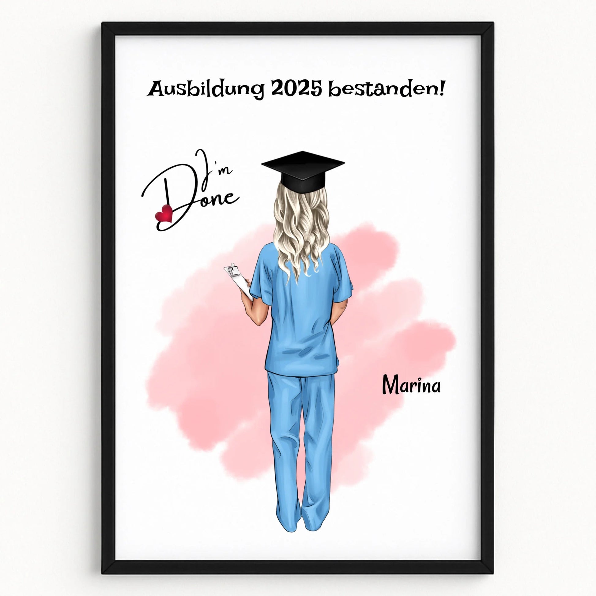 Krankenschwester Examen bestanden Geschenk Bild personalisiert - Prinolla