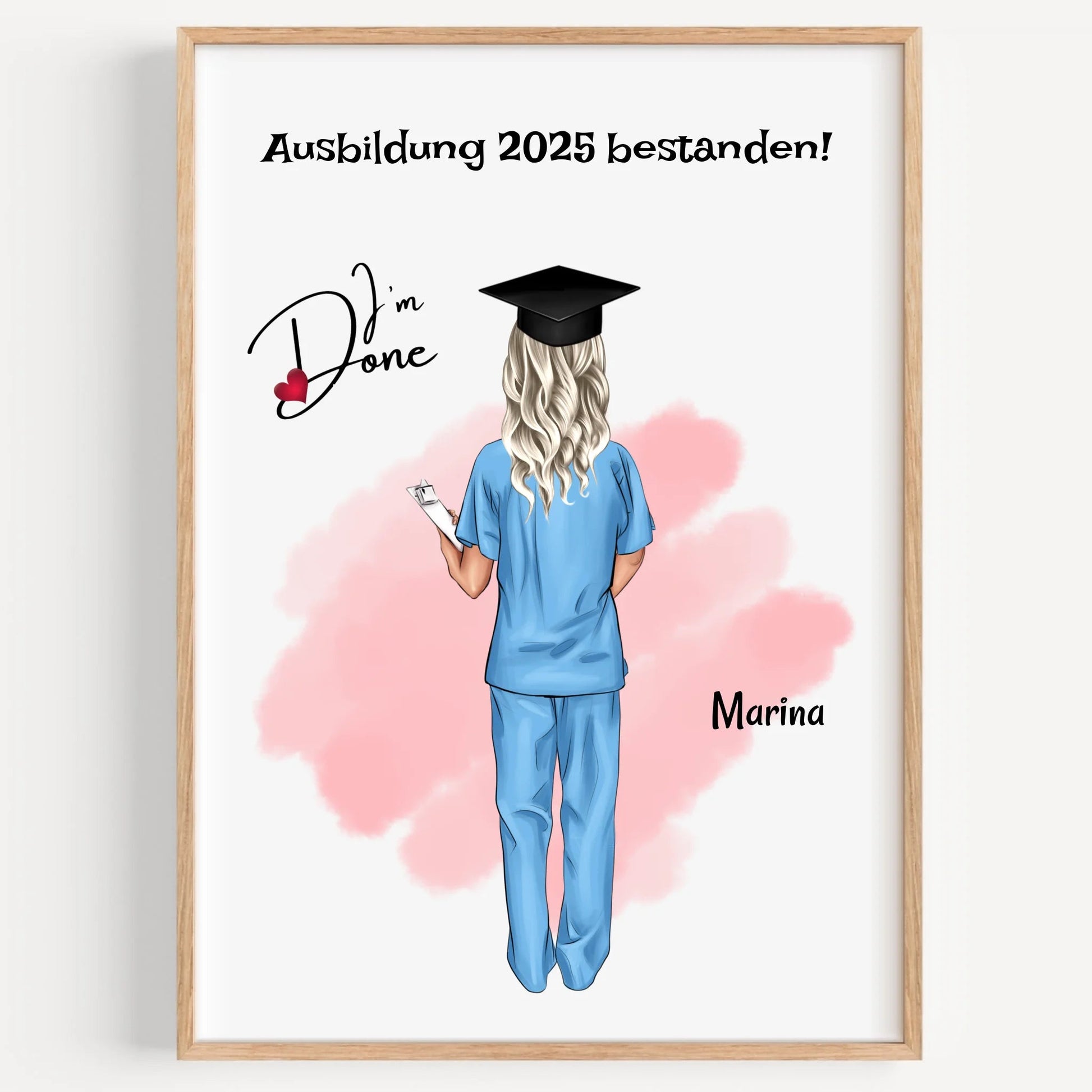 Krankenschwester Examen bestanden Geschenk Bild personalisiert - Prinolla