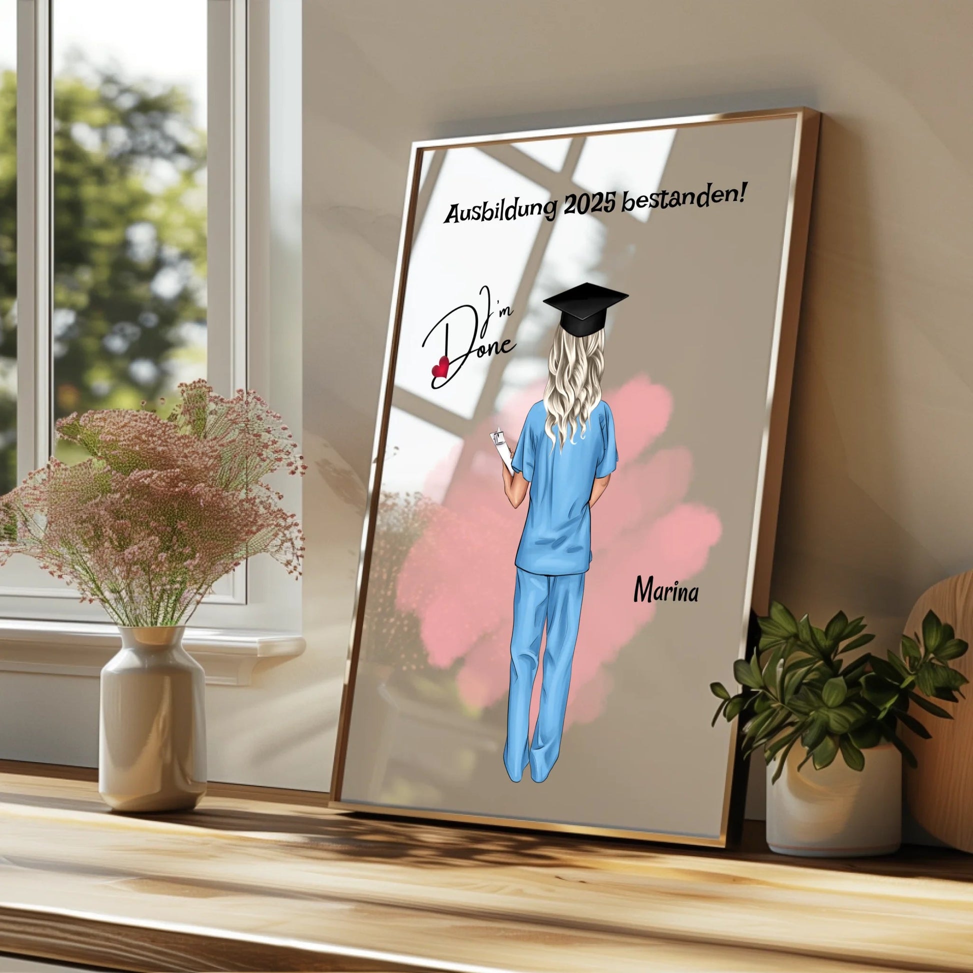 Krankenschwester Examen bestanden Geschenk Bild personalisiert - Prinolla
