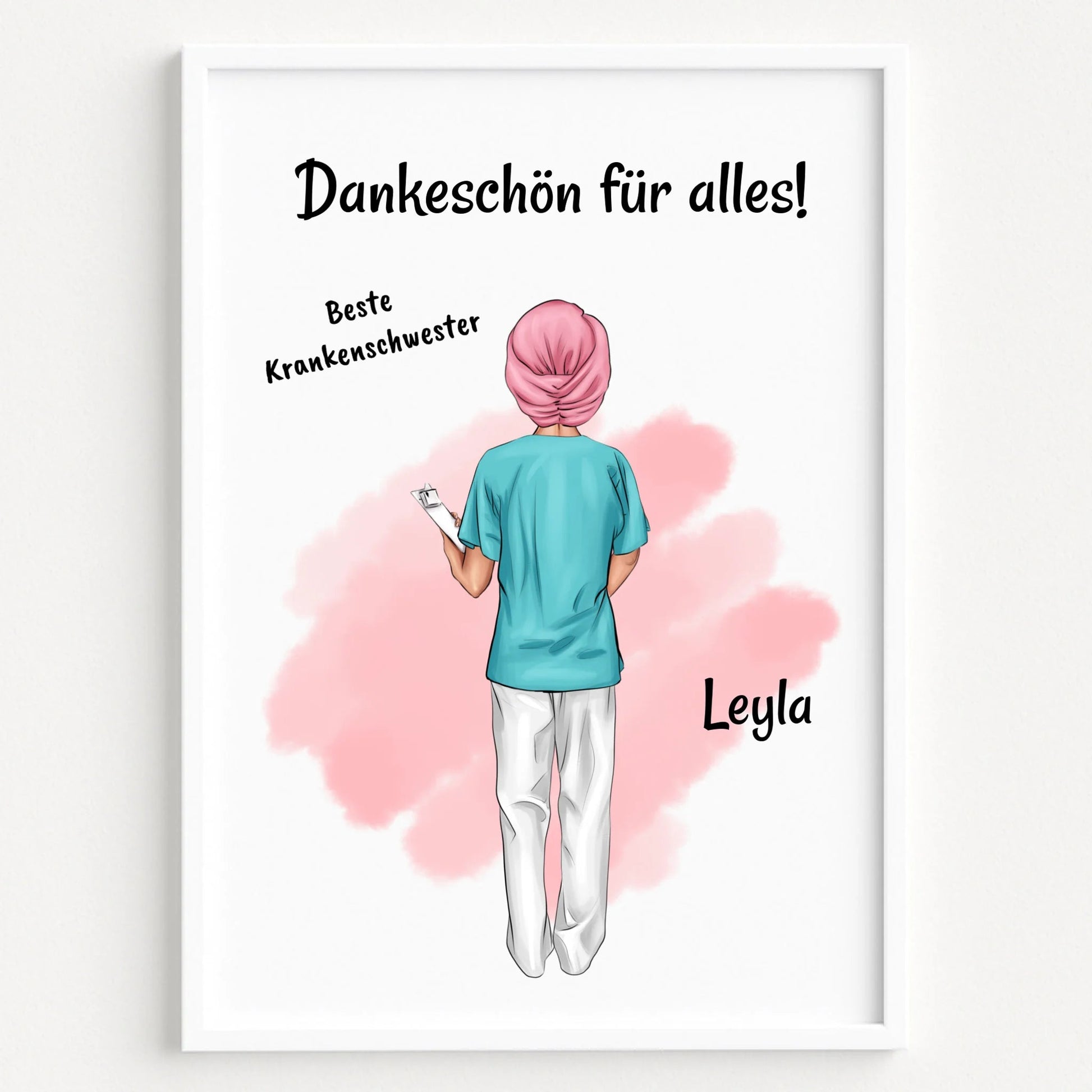Krankenschwester mit Kopfbedeckung Geschenk Bild - Prinolla