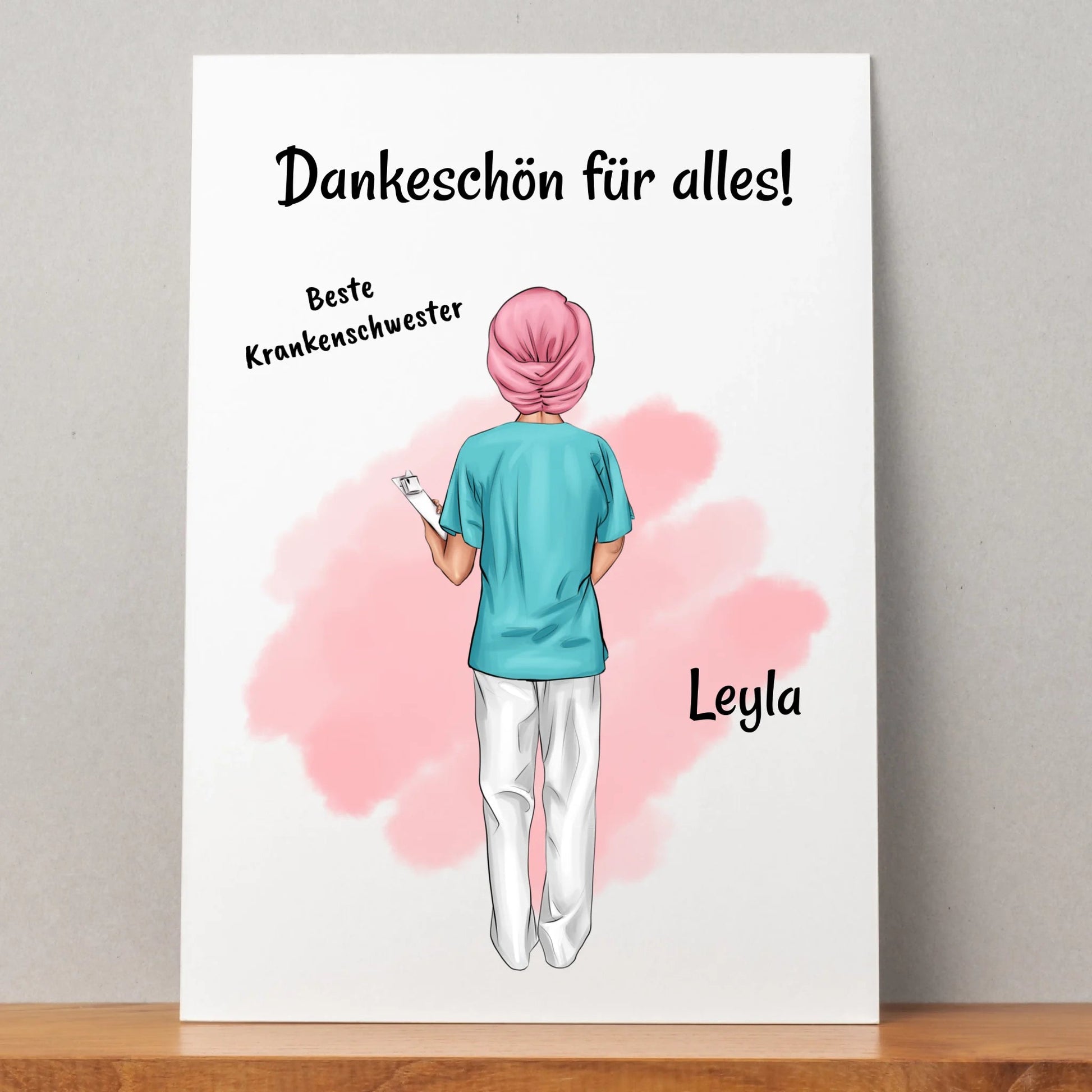 Krankenschwester mit Kopfbedeckung Geschenk Bild - Prinolla