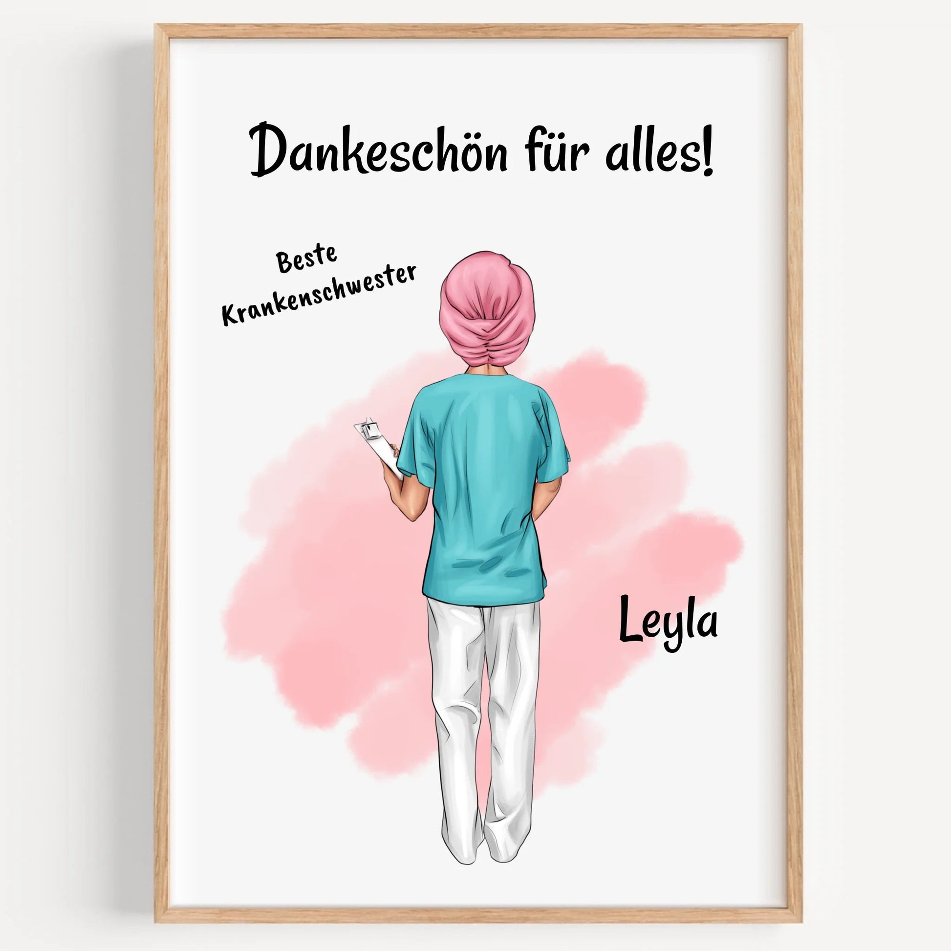 Krankenschwester mit Kopfbedeckung Geschenk Bild - Prinolla