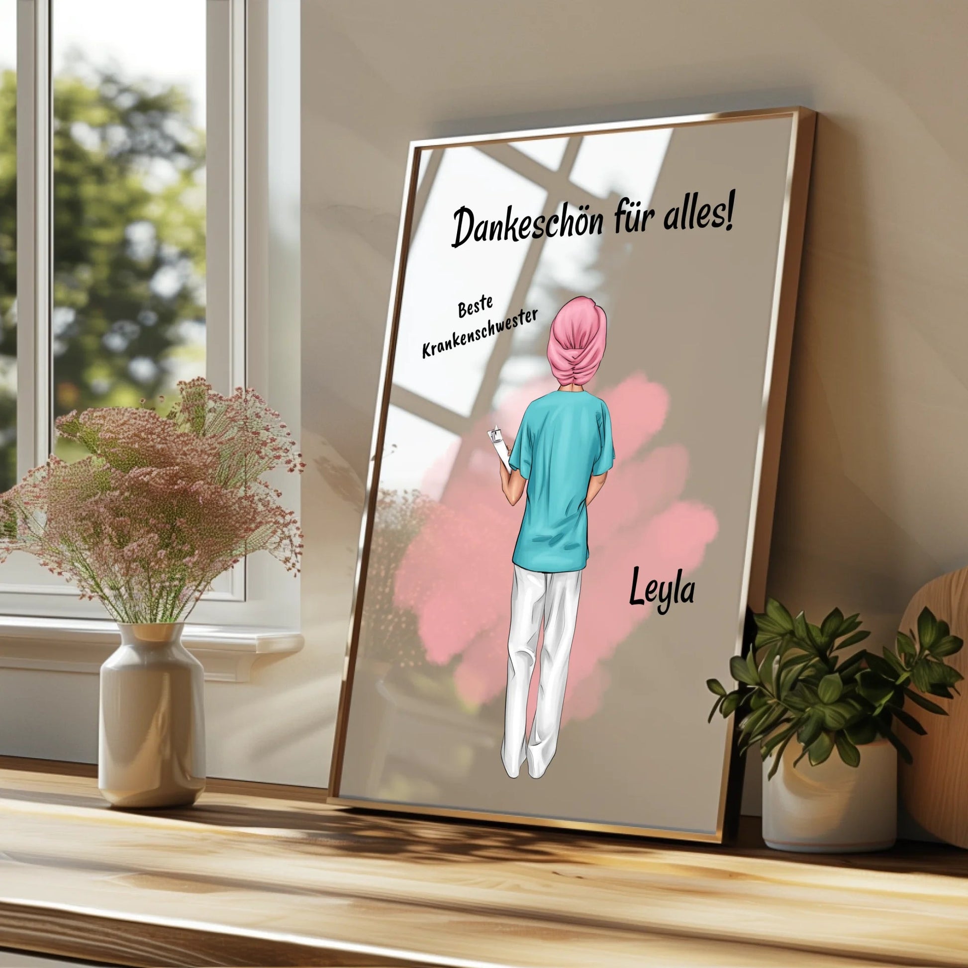 Krankenschwester mit Kopfbedeckung Geschenk Bild - Prinolla