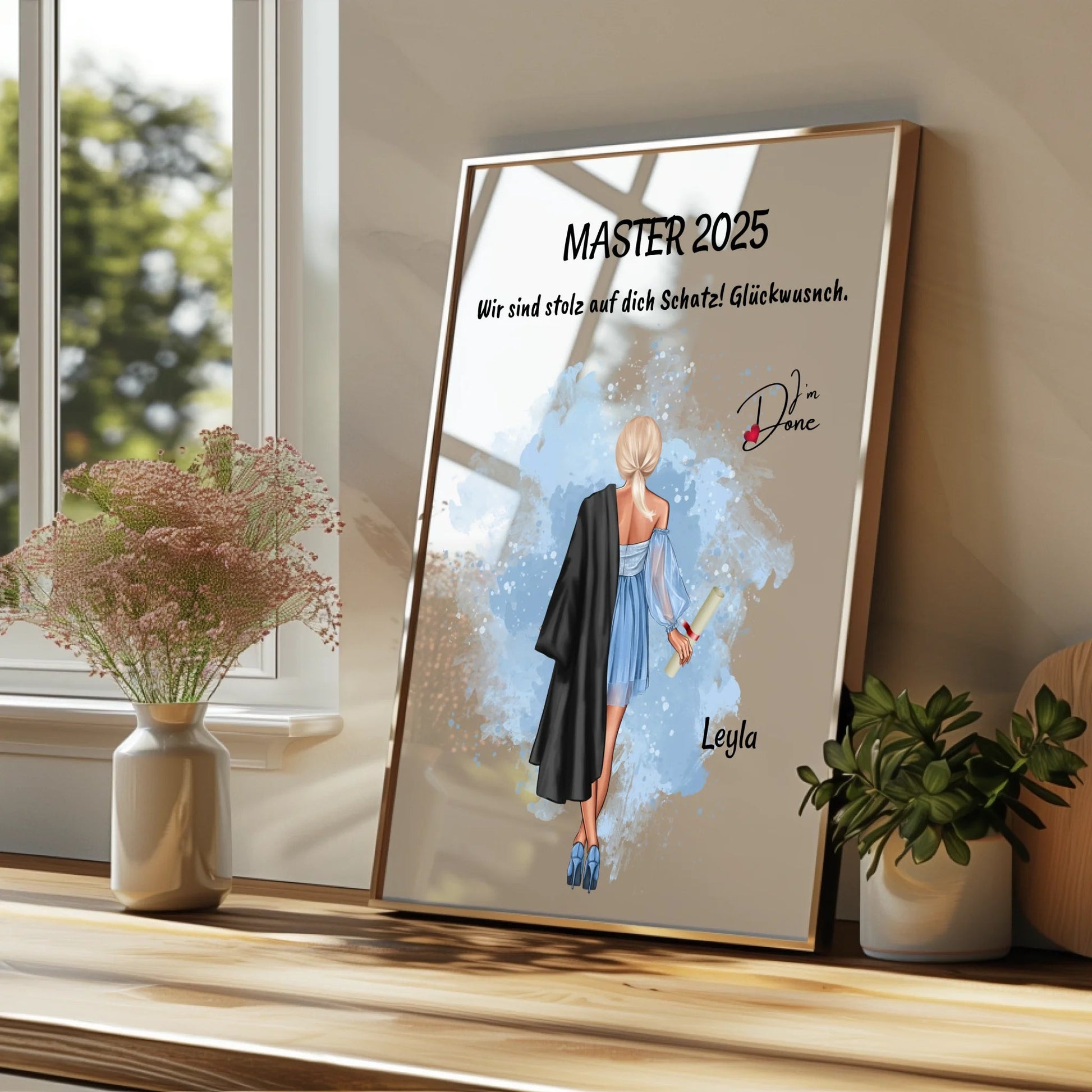 Master Abschlussgeschenk Mädchen Bild personalisiert - Prinolla