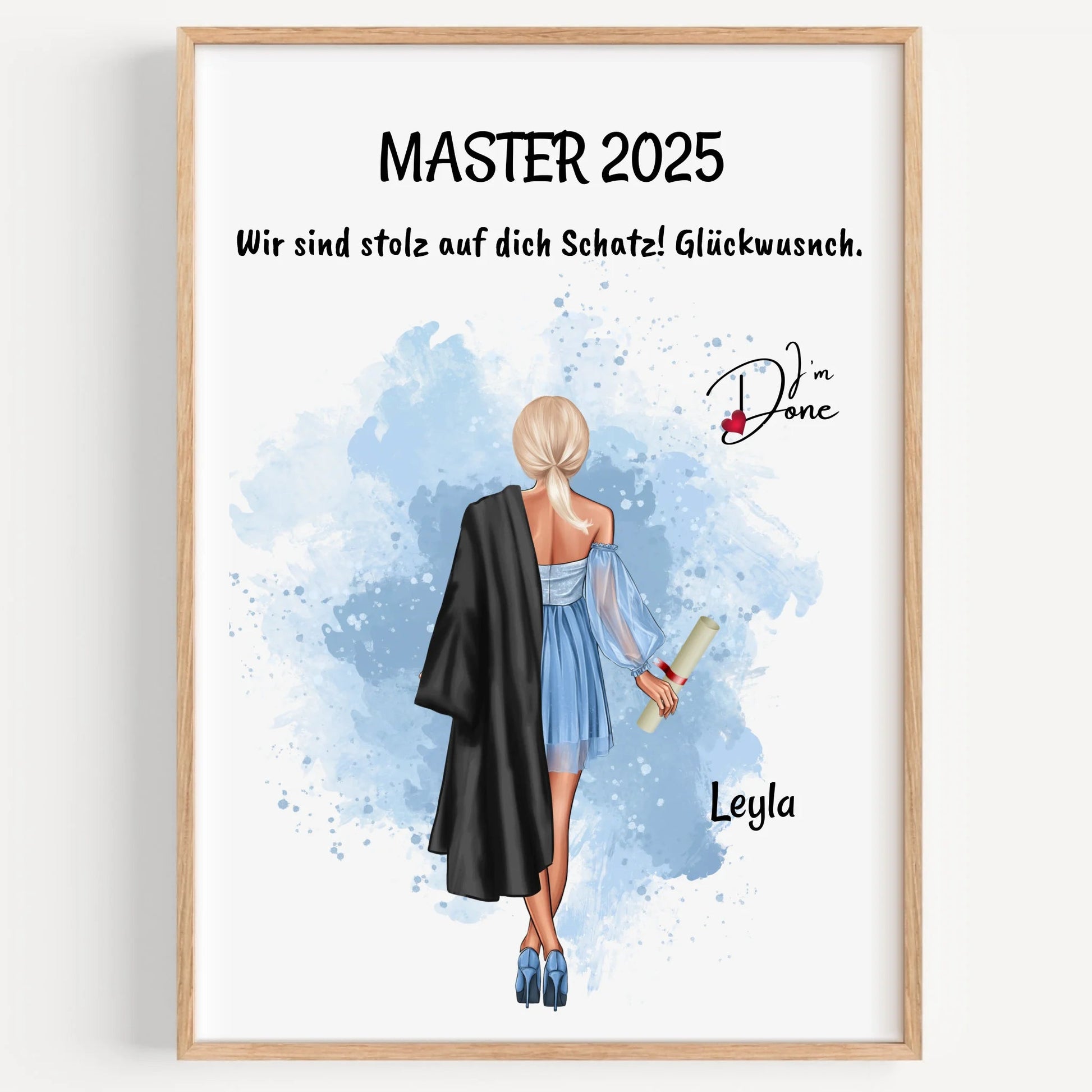 Master Abschlussgeschenk Mädchen Bild personalisiert - Prinolla