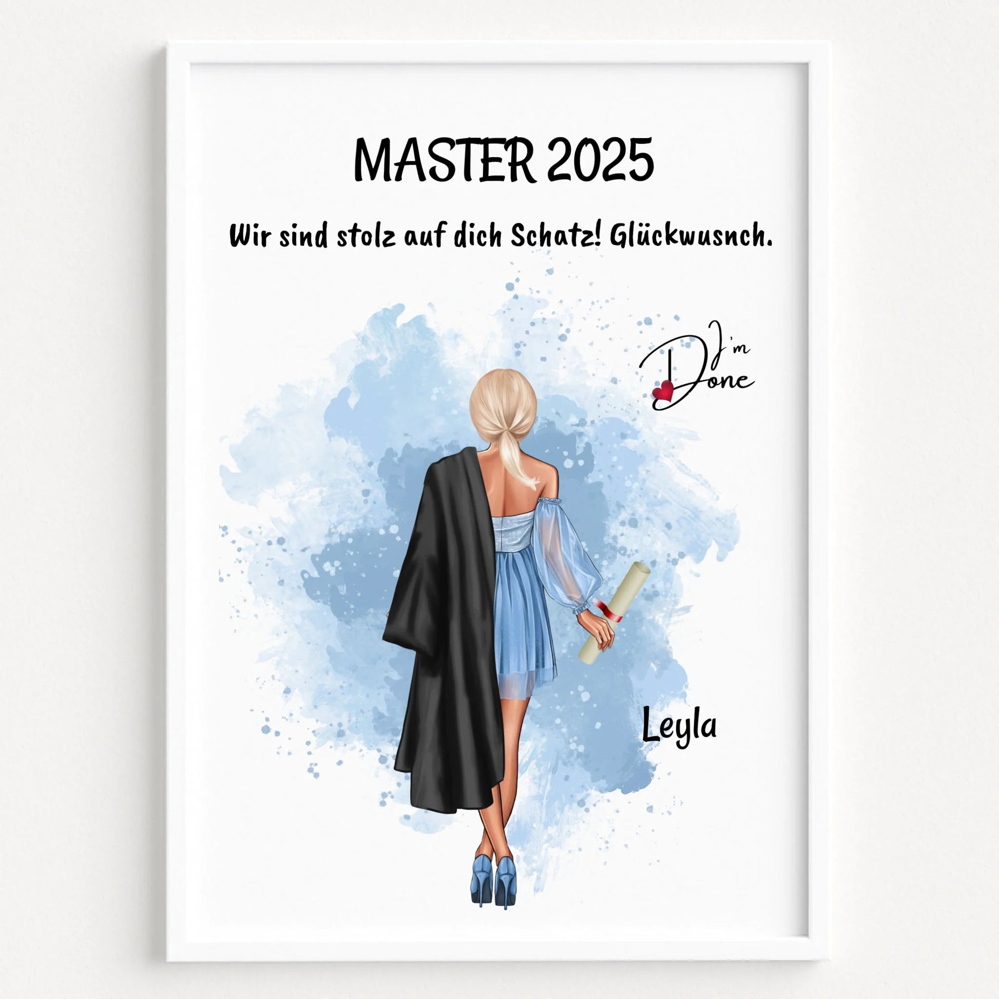 Master Abschlussgeschenk Mädchen Bild personalisiert - Prinolla