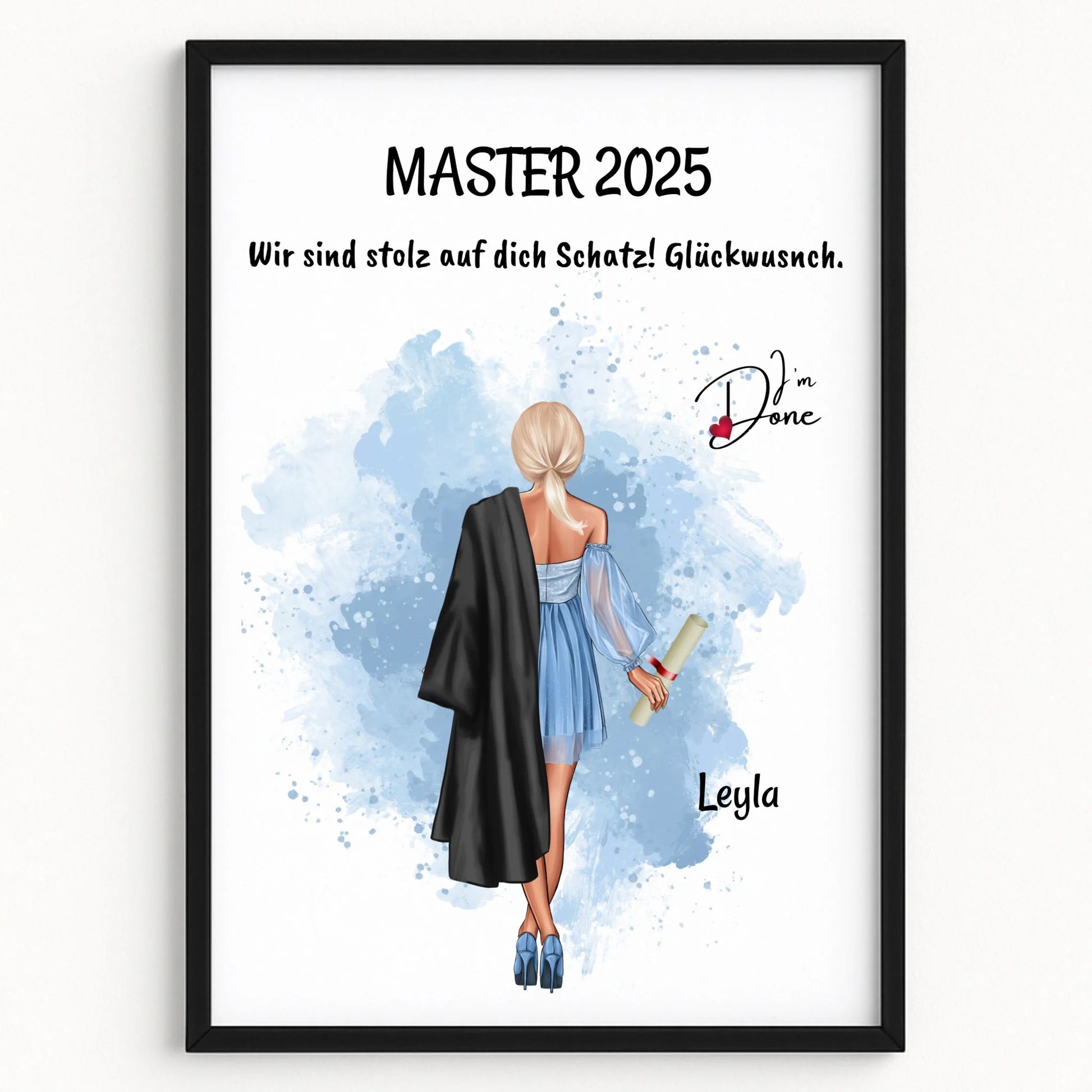 Master Abschlussgeschenk Mädchen Bild personalisiert - Prinolla