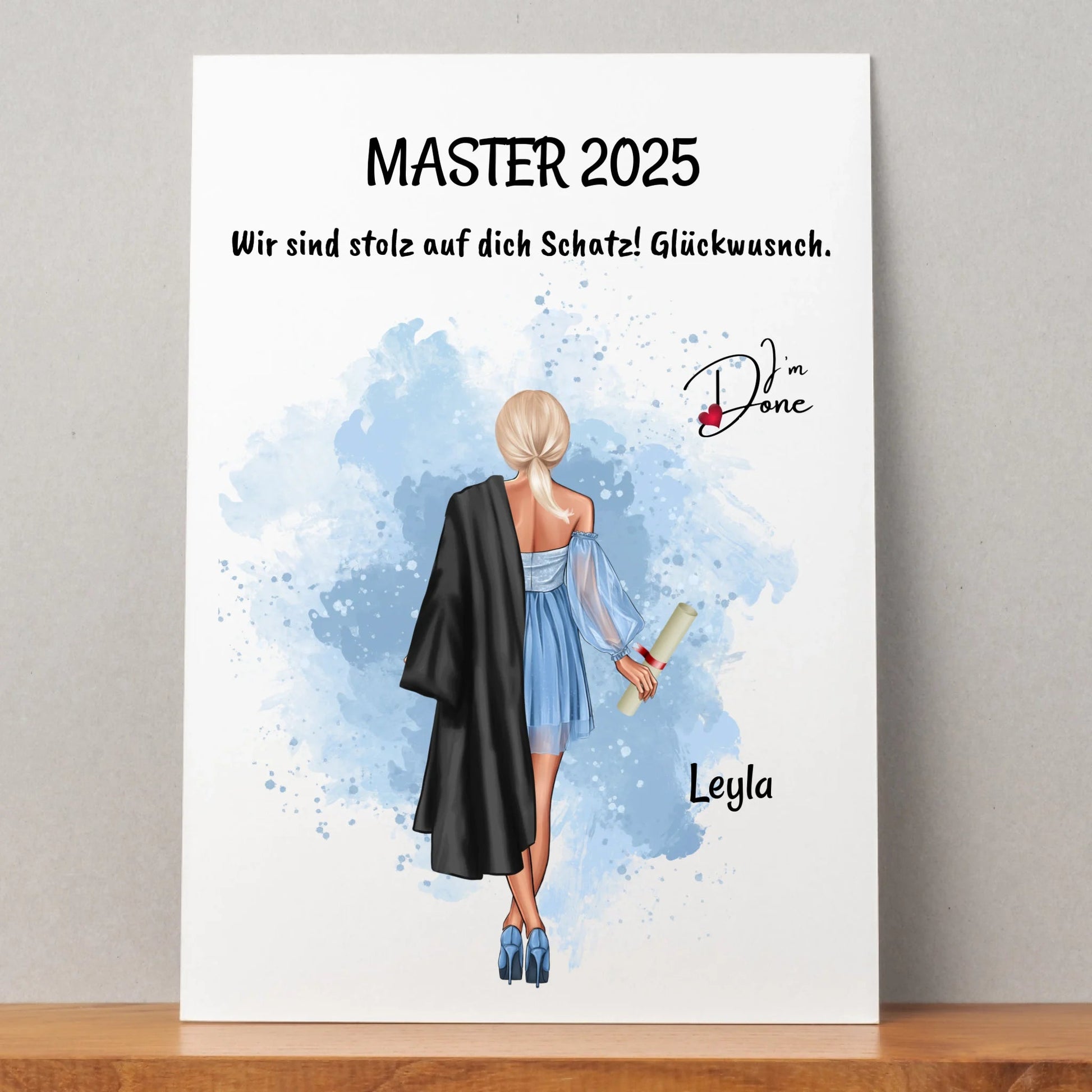 Master Abschlussgeschenk Mädchen Bild personalisiert - Prinolla