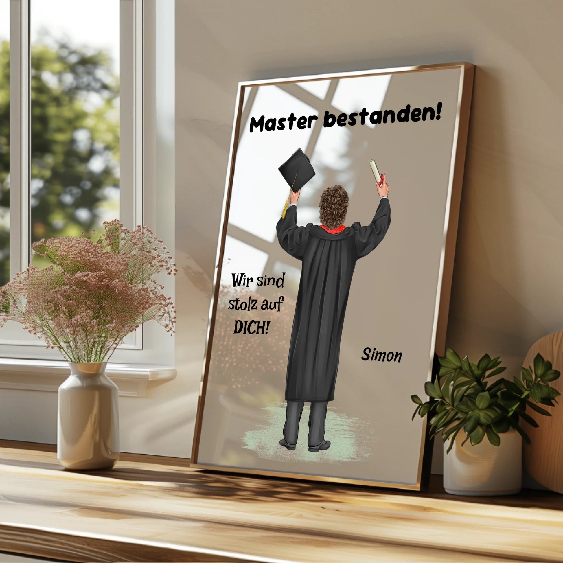 Master bestanden Abschluss Geschenk Bild Junge - Prinolla