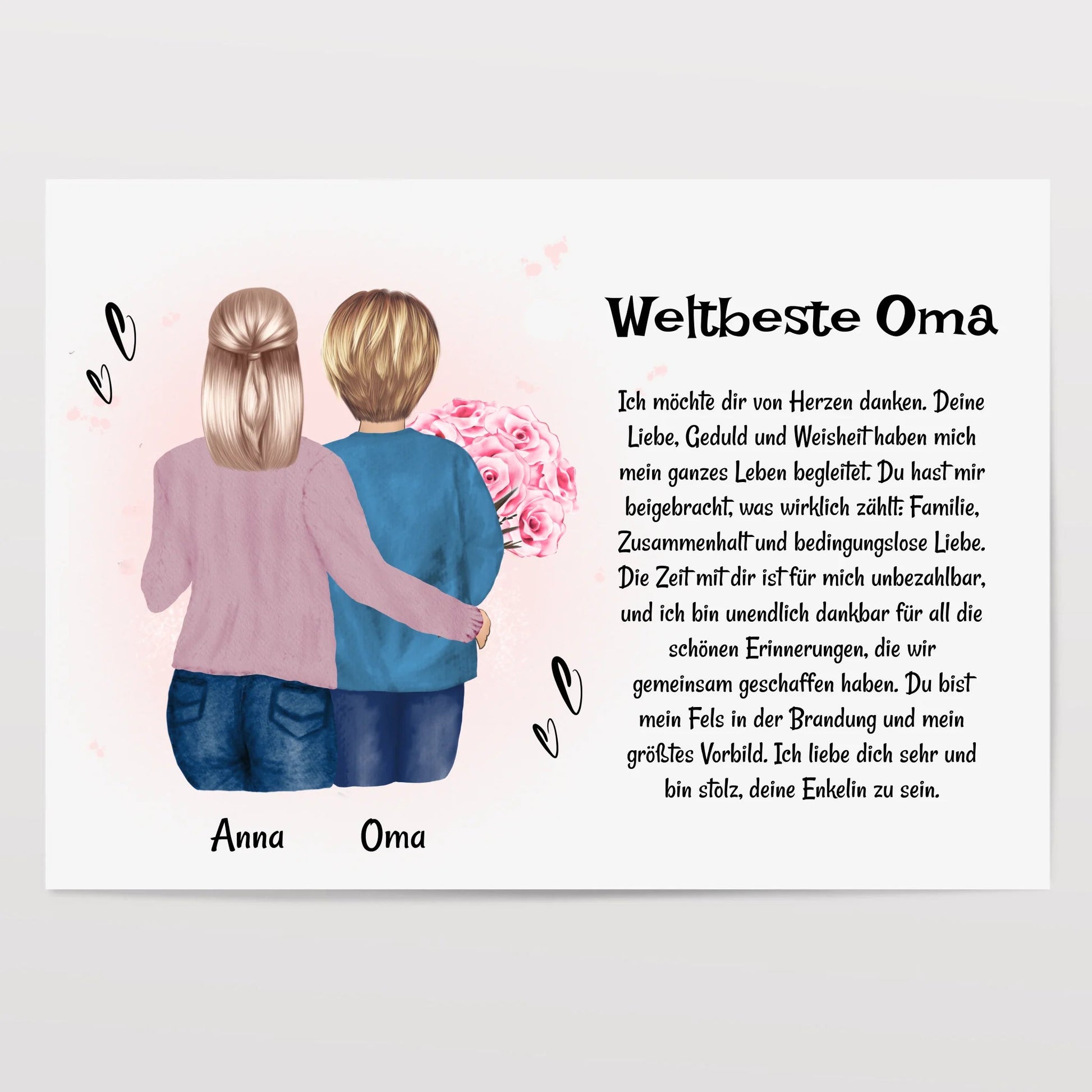 Oma Enkeltochter Geschenk Poster mit Spruch - Prinolla