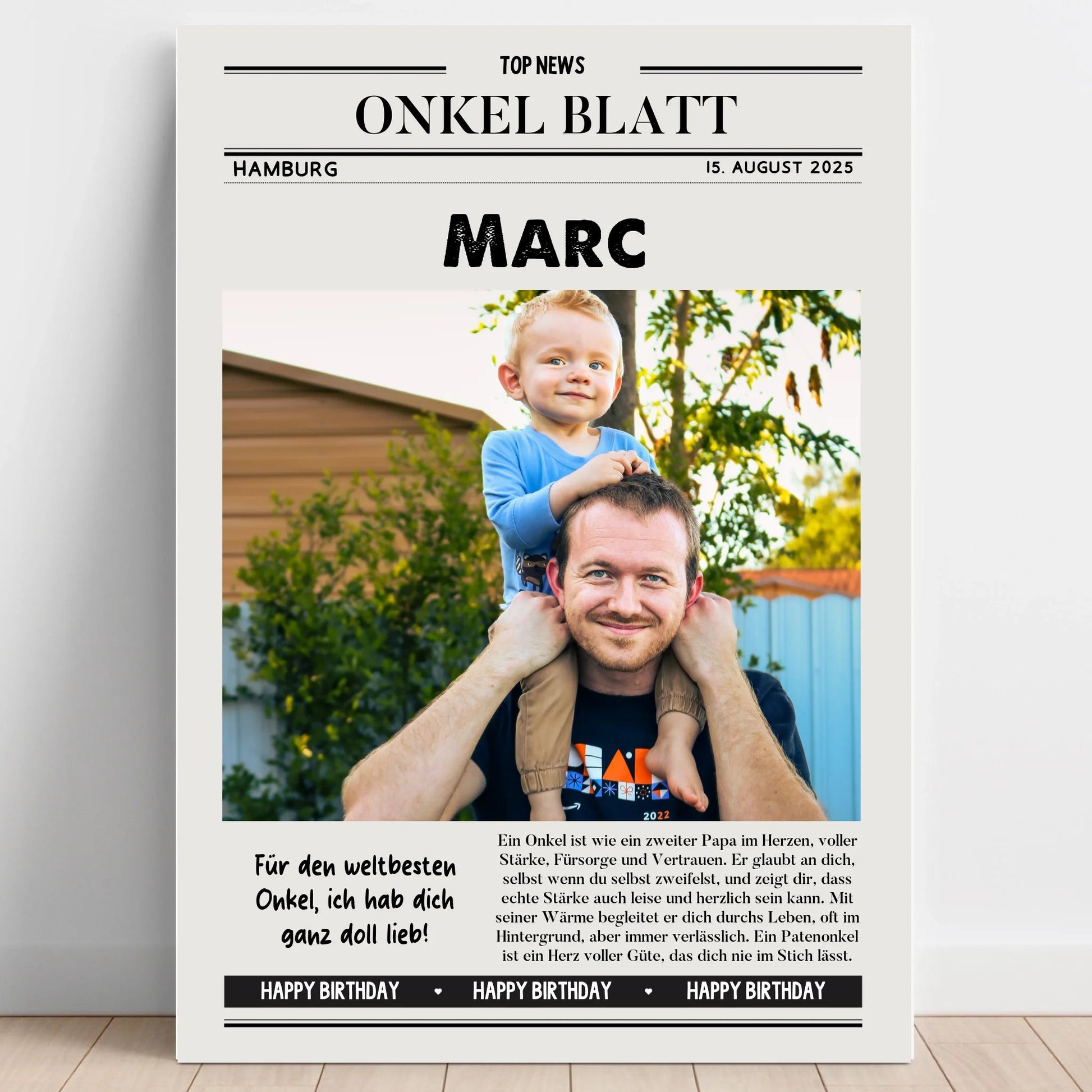 Onkel Geburtstag Geschenk Zeitungsposter personalisiert - Prinolla