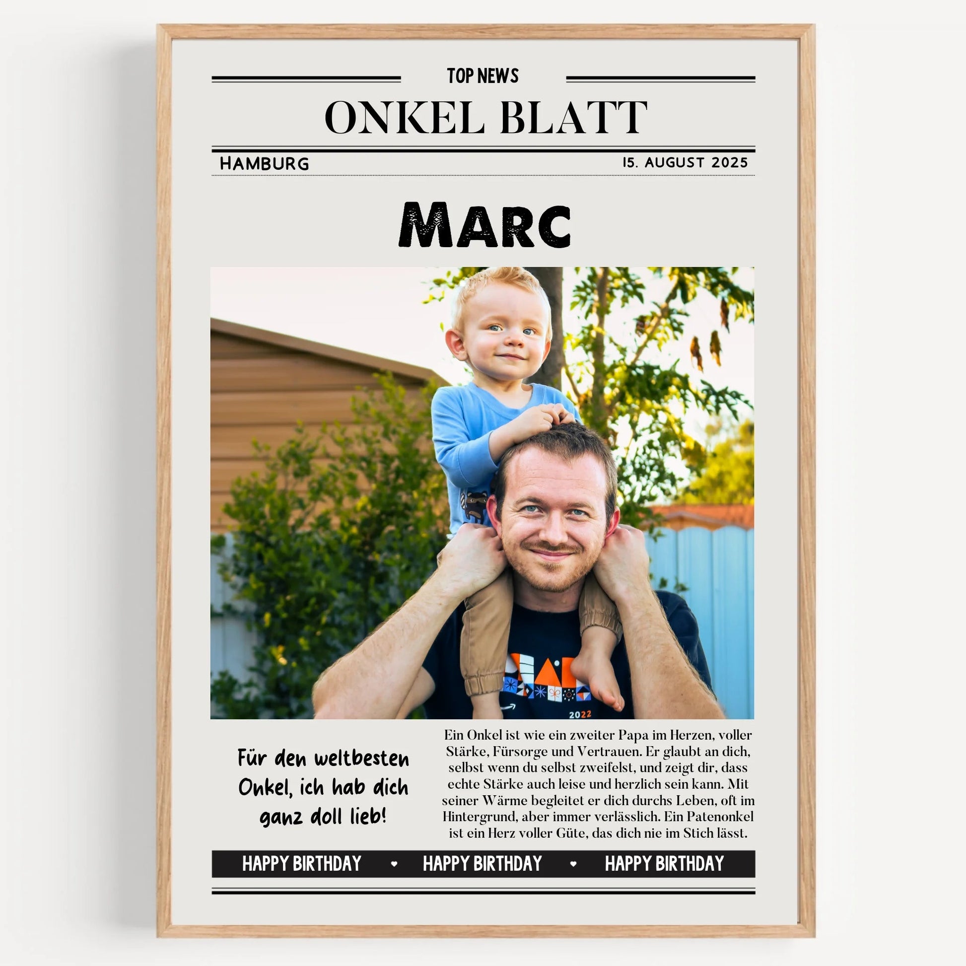 Onkel Geburtstag Geschenk Zeitungsposter personalisiert - Prinolla