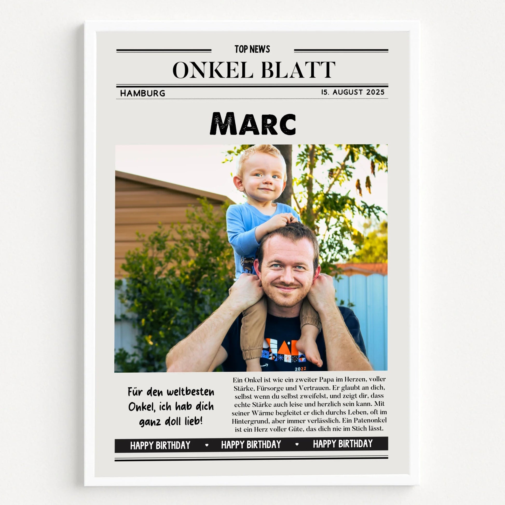 Onkel Geburtstag Geschenk Zeitungsposter personalisiert - Prinolla