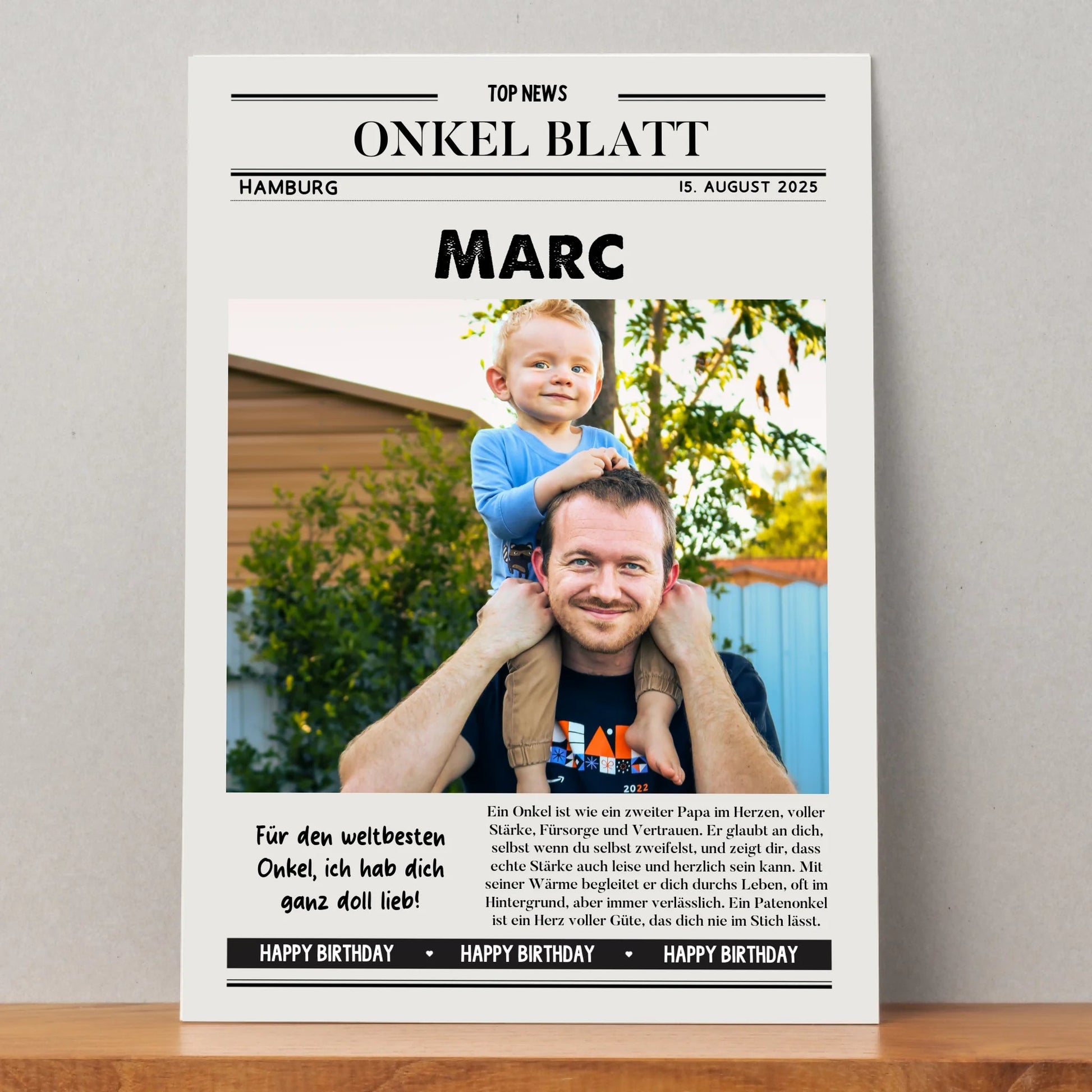 Onkel Geburtstag Geschenk Zeitungsposter personalisiert - Prinolla